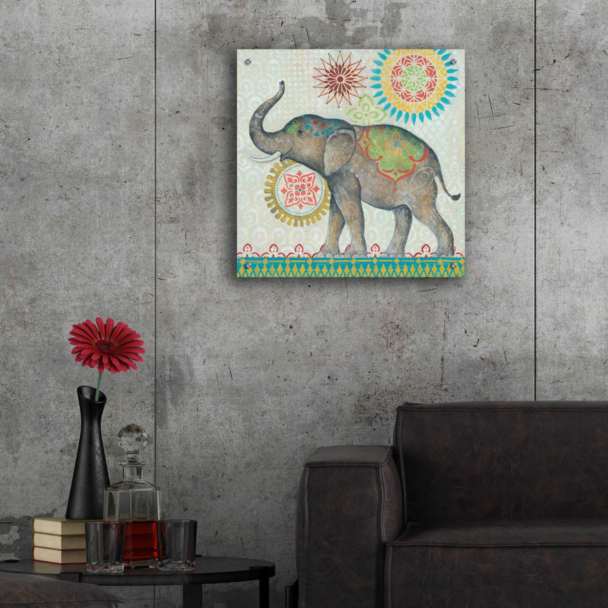 Epic Art 'Elephant' by Jadei Graphics, Acrylic Glass Wall Art,24x24