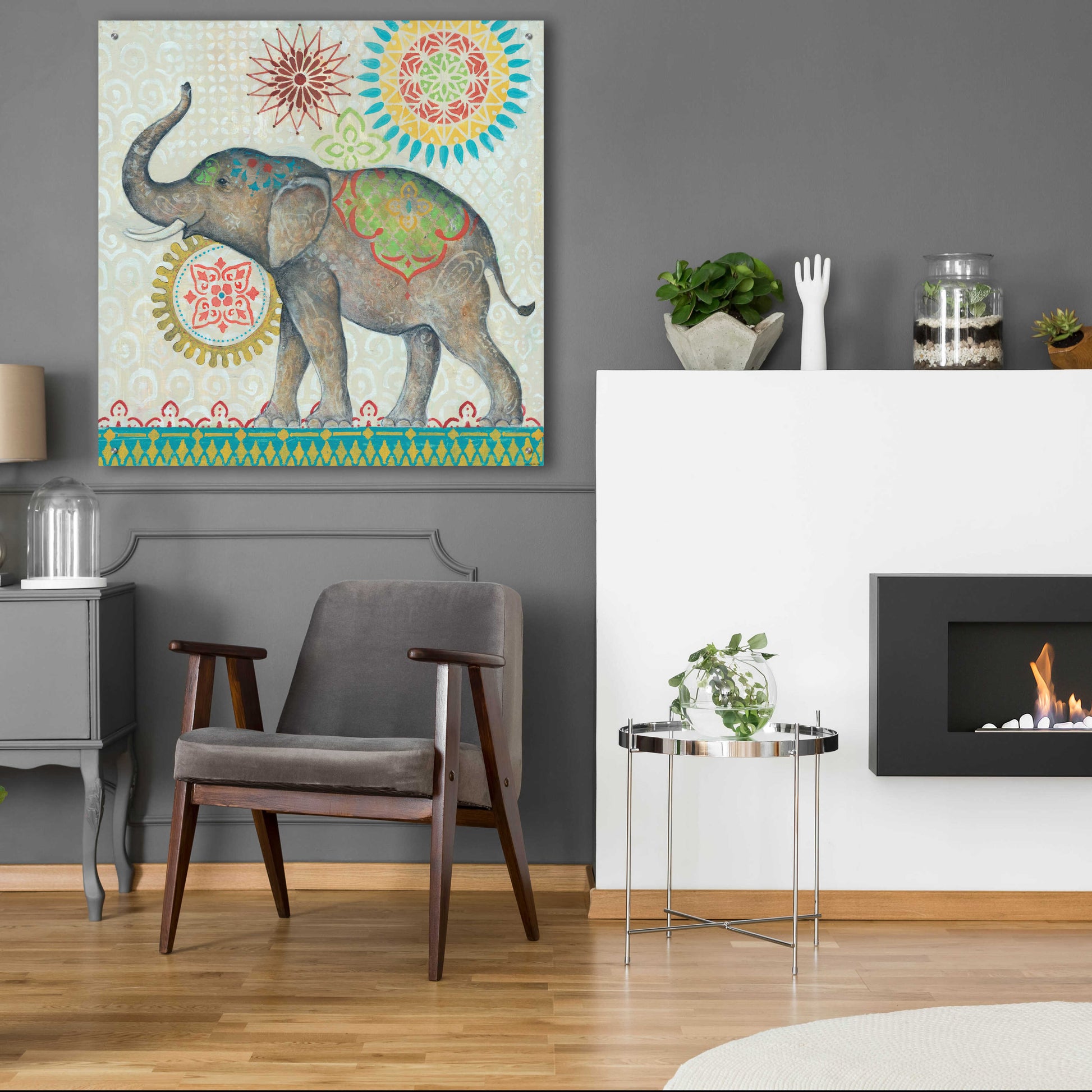 Epic Art 'Elephant' by Jadei Graphics, Acrylic Glass Wall Art,36x36