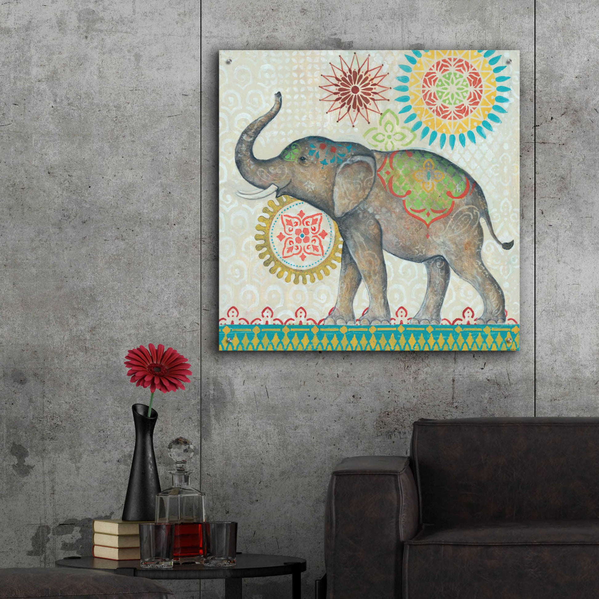 Epic Art 'Elephant' by Jadei Graphics, Acrylic Glass Wall Art,36x36