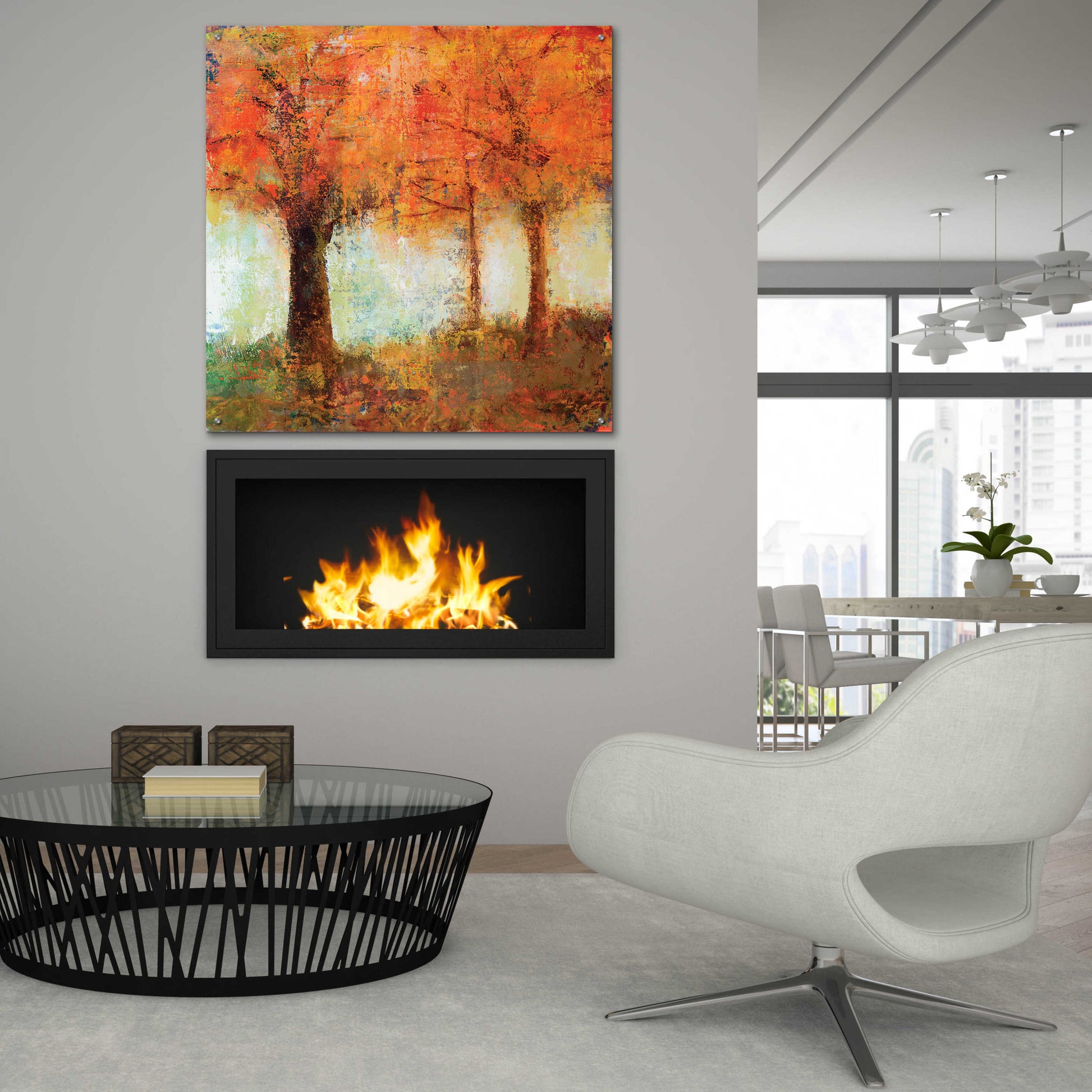 Epic Art 'Fall Trees' by Jadei Graphics, Acrylic Glass Wall Art,36x36