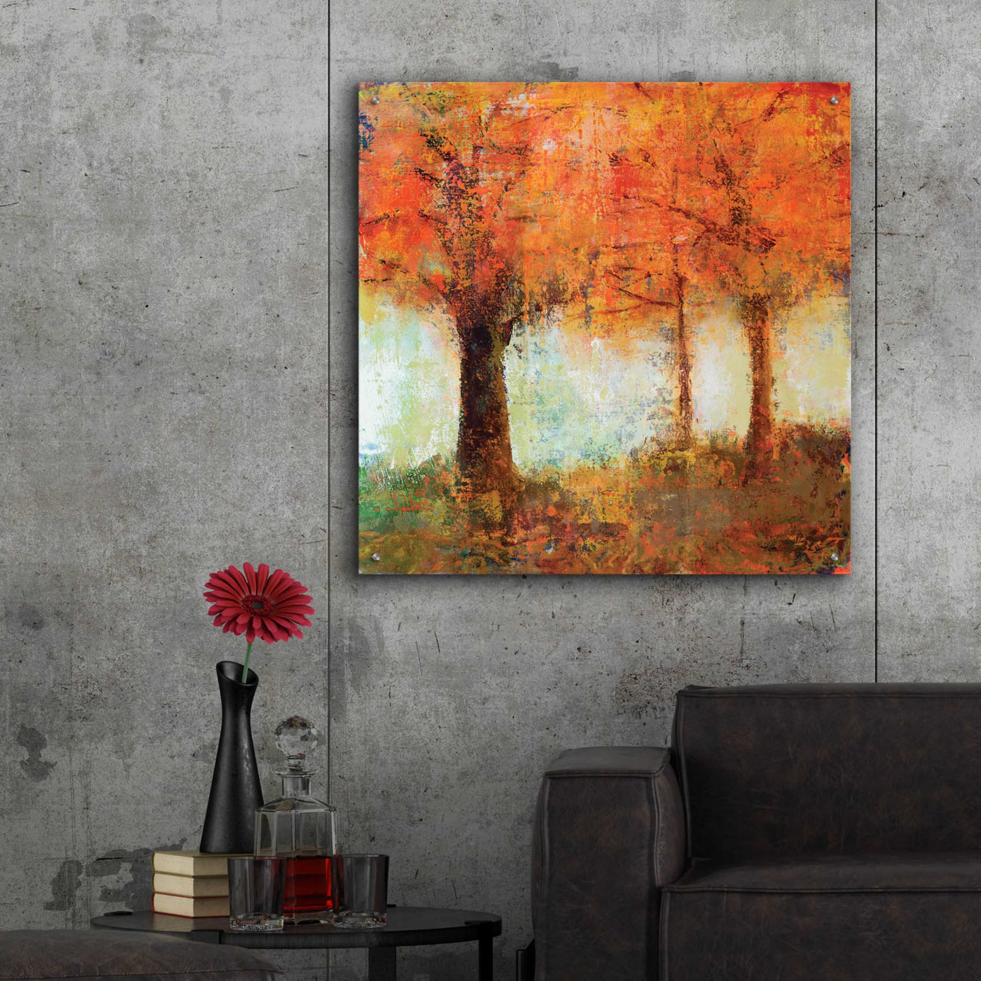 Epic Art 'Fall Trees' by Jadei Graphics, Acrylic Glass Wall Art,36x36