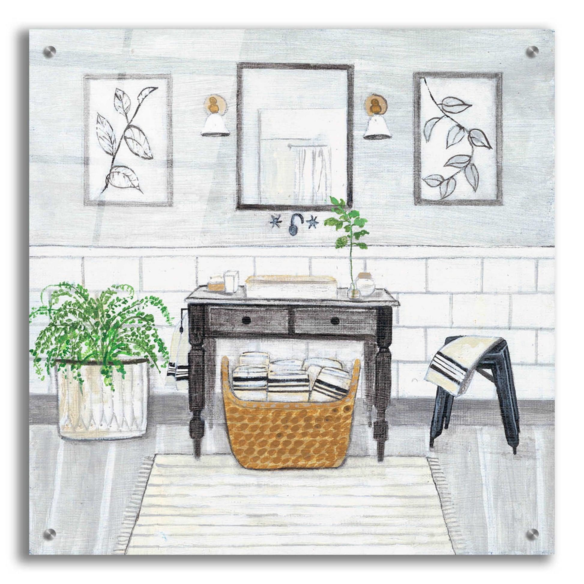 Epic Art 'Upstate Farmhouse Bath I' by Jadei Graphics, Acrylic Glass Wall Art,24x24