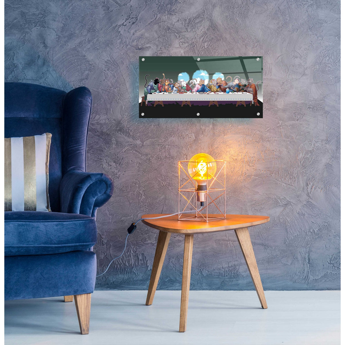 Epic Art 'The Cat's Last Supper' Acrylic Glass Wall Art,24x12