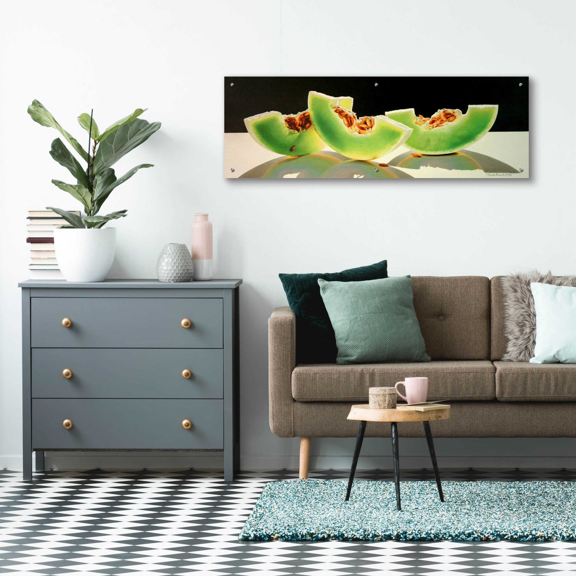 Epic Art 'Honeydew Rainbows' by Cecile Baird, Acrylic Glass Wall Art,48x16