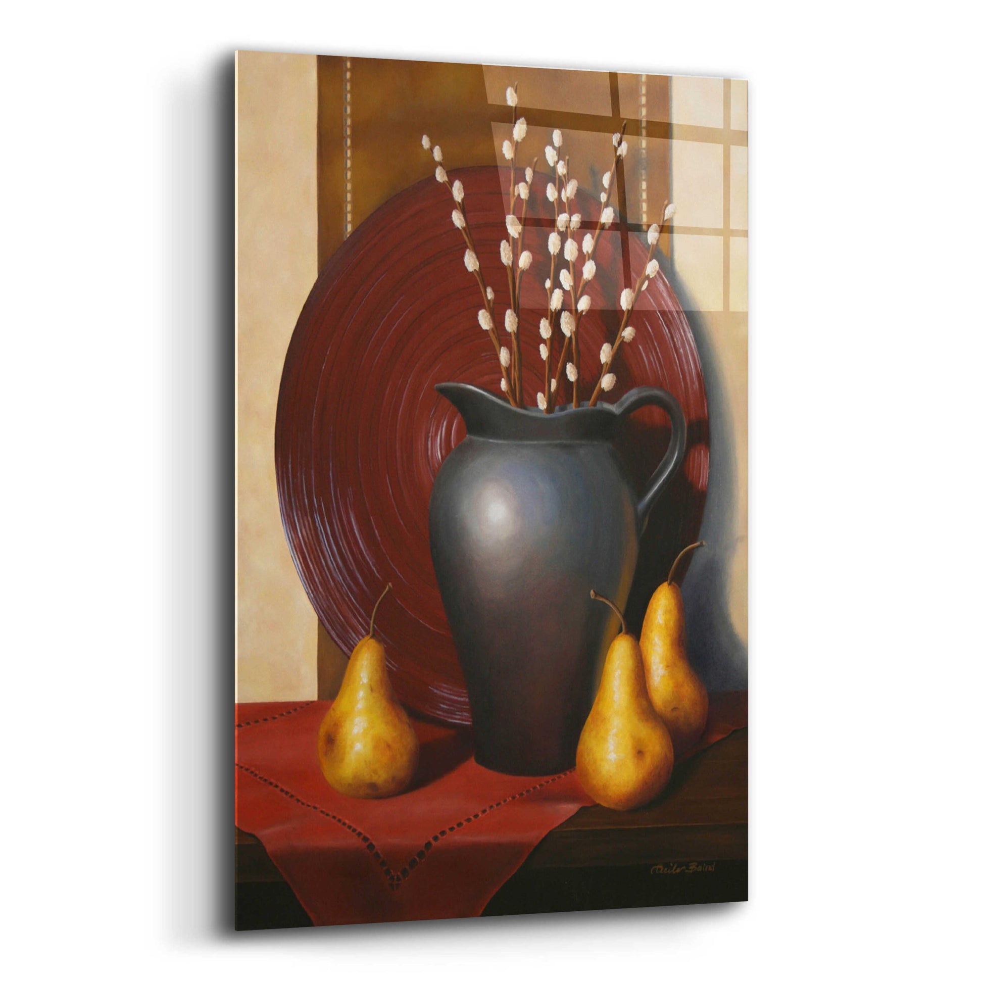 Epic Art 'Still Life with Black Vase' by Cecile Baird, Acrylic Glass Wall Art,12x16