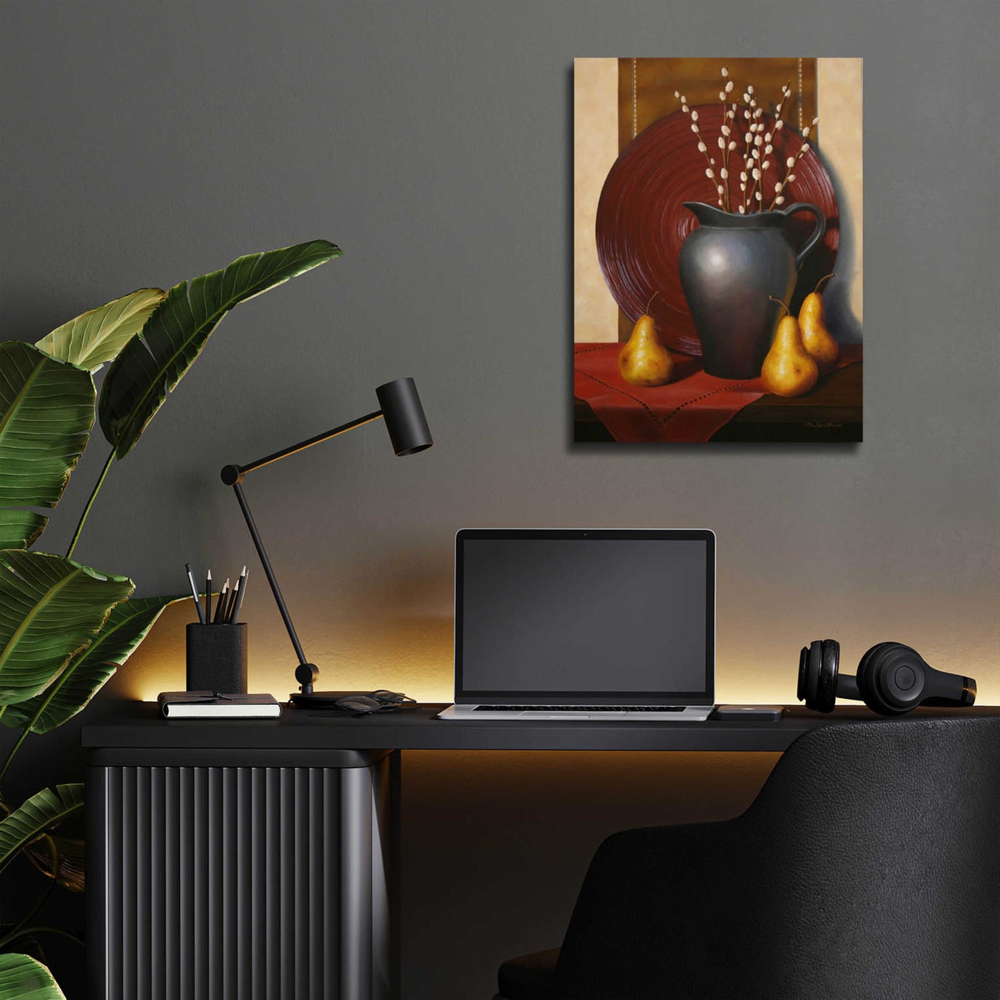 Epic Art 'Still Life with Black Vase' by Cecile Baird, Acrylic Glass Wall Art,12x16