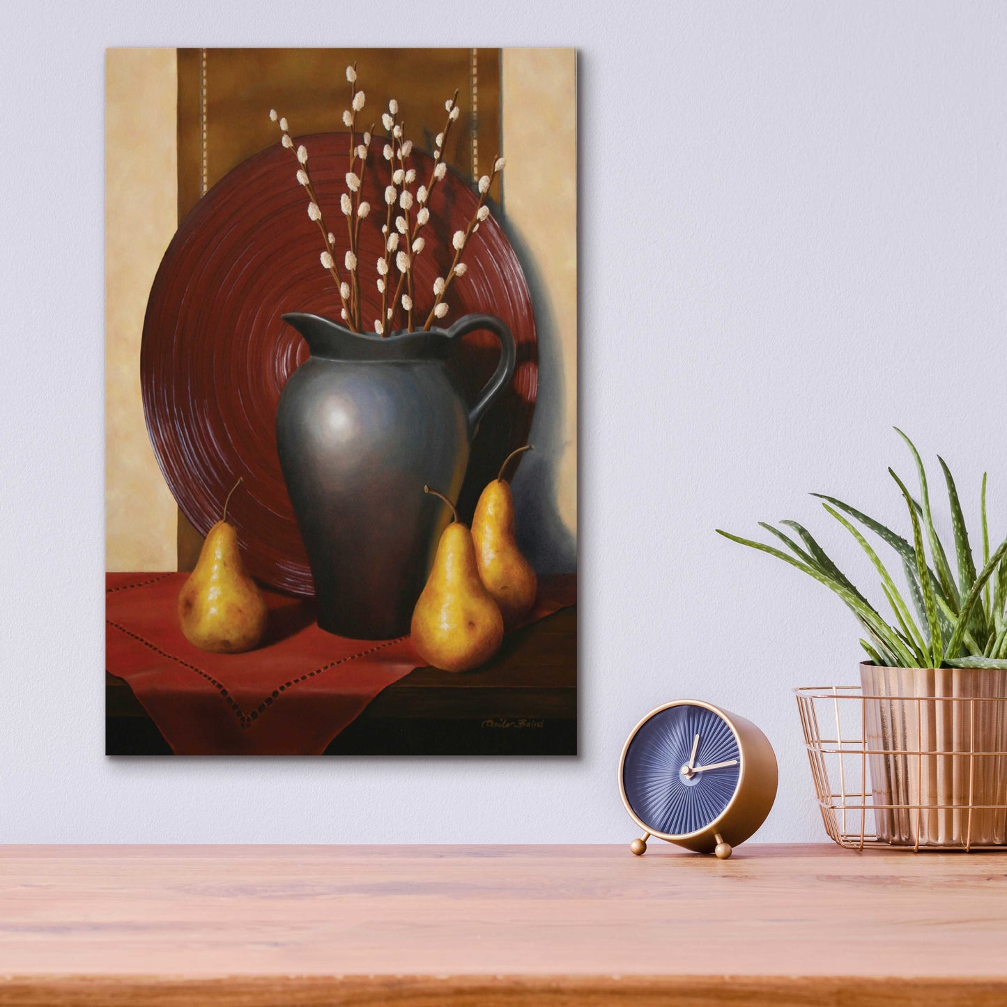 Epic Art 'Still Life with Black Vase' by Cecile Baird, Acrylic Glass Wall Art,12x16