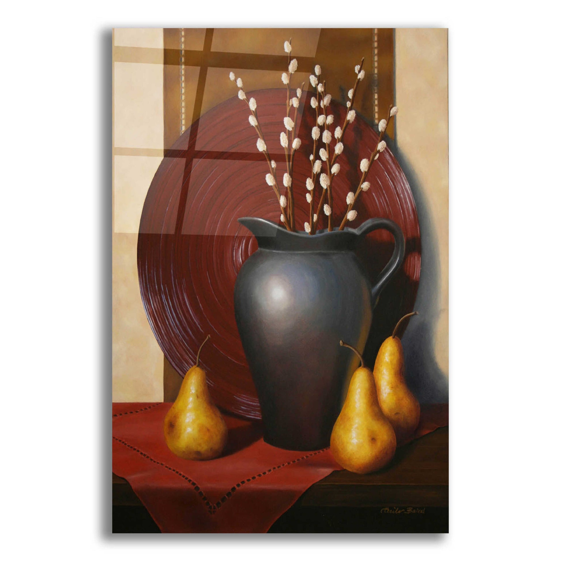 Epic Art 'Still Life with Black Vase' by Cecile Baird, Acrylic Glass Wall Art,12x16