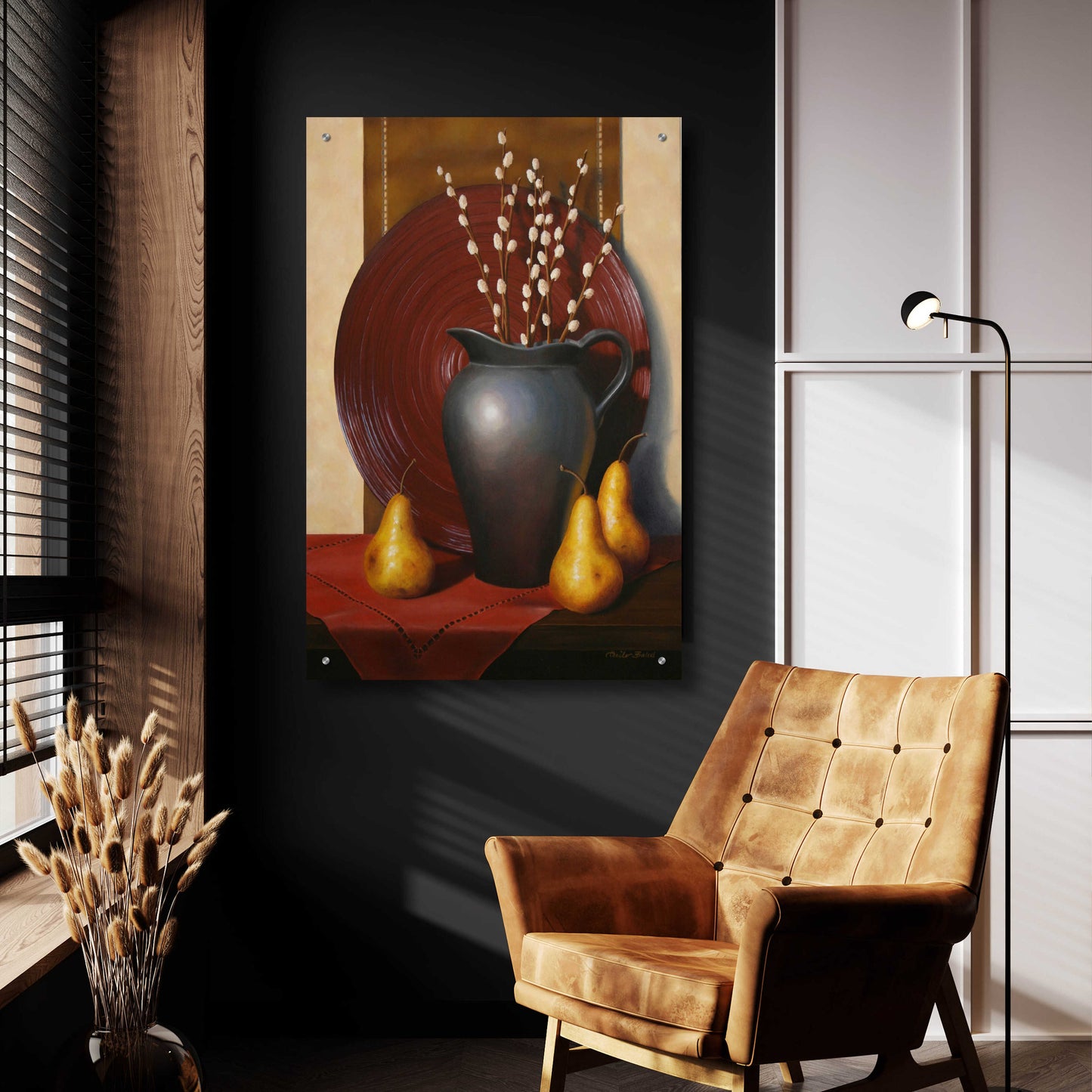 Epic Art 'Still Life with Black Vase' by Cecile Baird, Acrylic Glass Wall Art,24x36