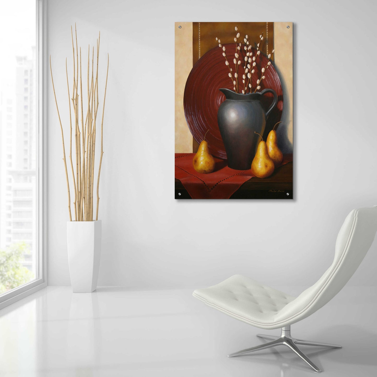 Epic Art 'Still Life with Black Vase' by Cecile Baird, Acrylic Glass Wall Art,24x36