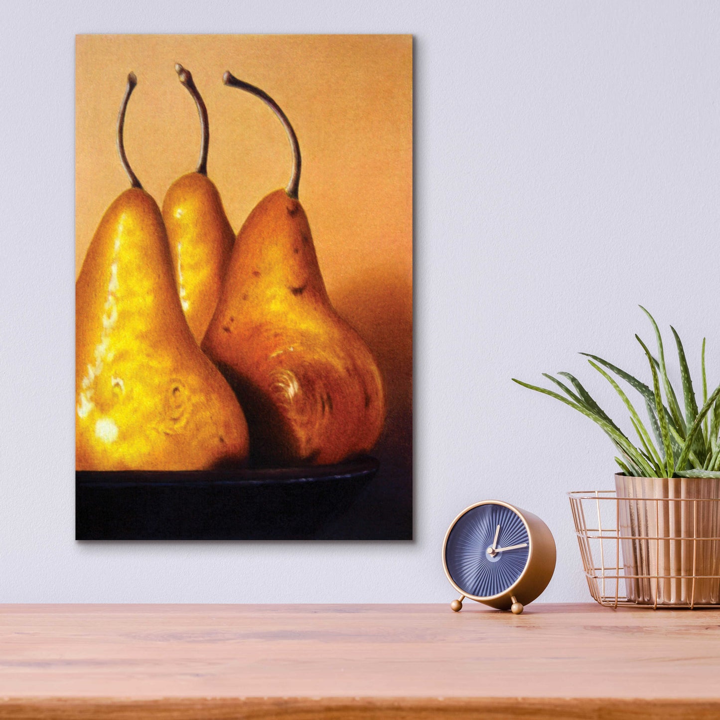 Epic Art 'Three Pears on Stonehenge' by Cecile Baird, Acrylic Glass Wall Art,12x16