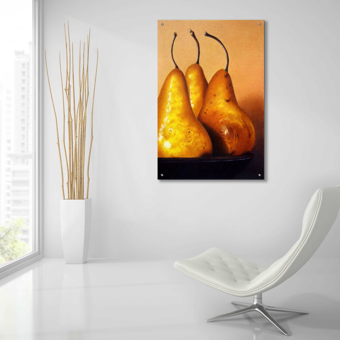 Epic Art 'Three Pears on Stonehenge' by Cecile Baird, Acrylic Glass Wall Art,24x36