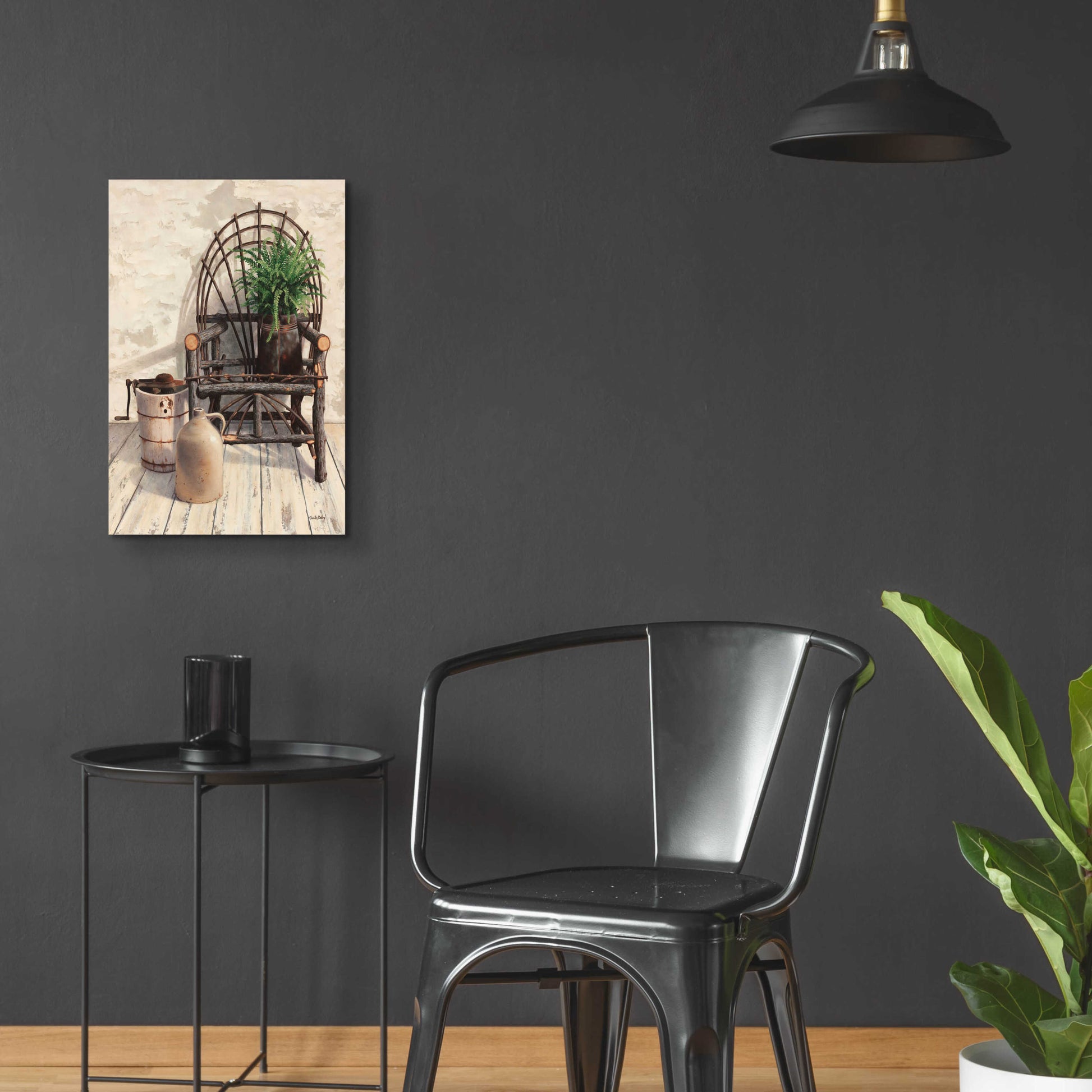 Epic Art 'Wicker Chair With Ice Cream Churn' by Cecile Baird, Acrylic Glass Wall Art,16x24