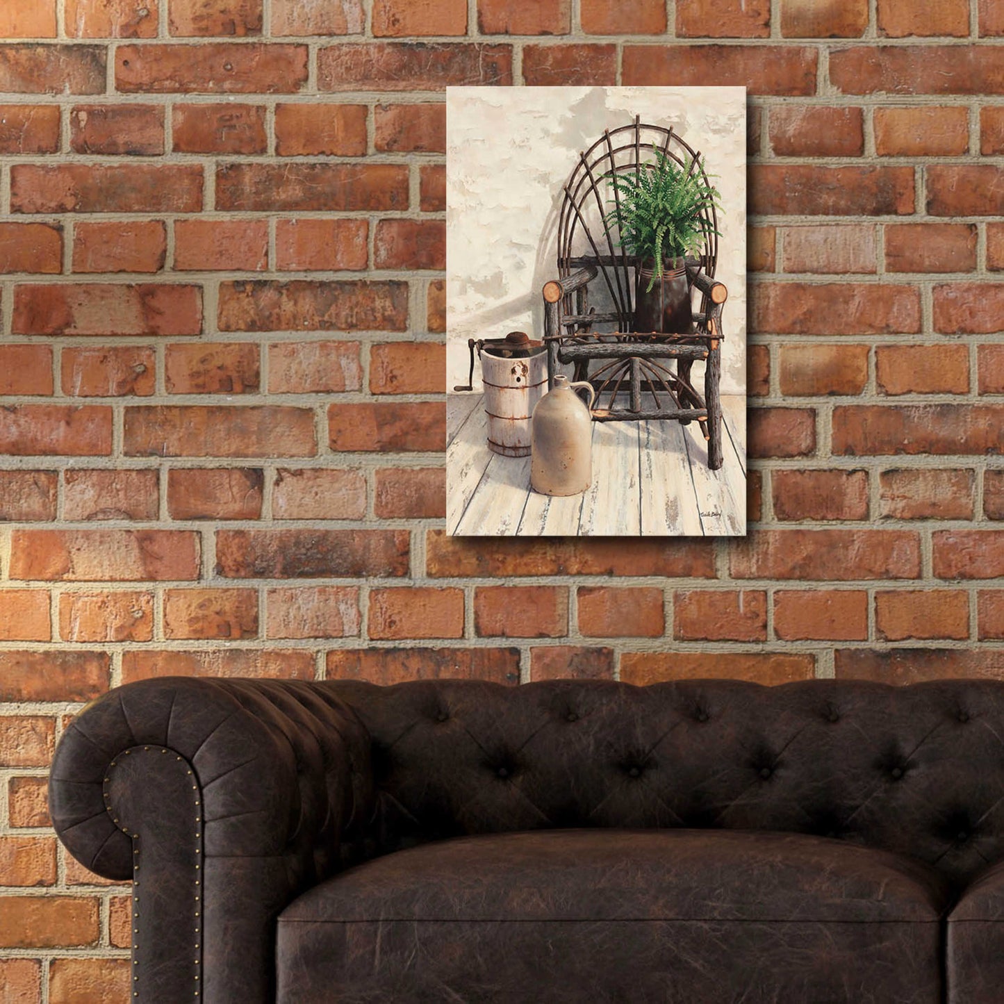 Epic Art 'Wicker Chair With Ice Cream Churn' by Cecile Baird, Acrylic Glass Wall Art,16x24