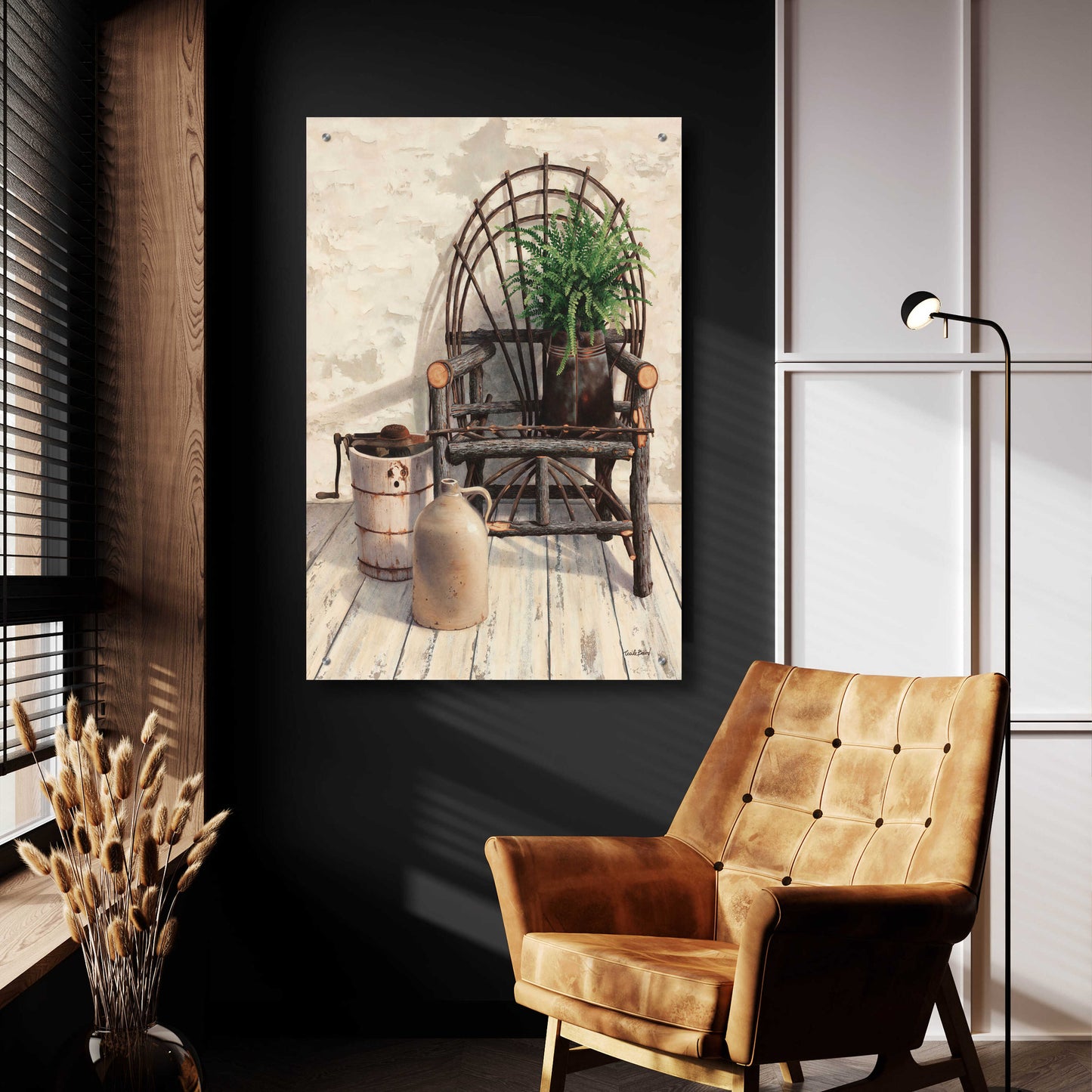 Epic Art 'Wicker Chair With Ice Cream Churn' by Cecile Baird, Acrylic Glass Wall Art,24x36