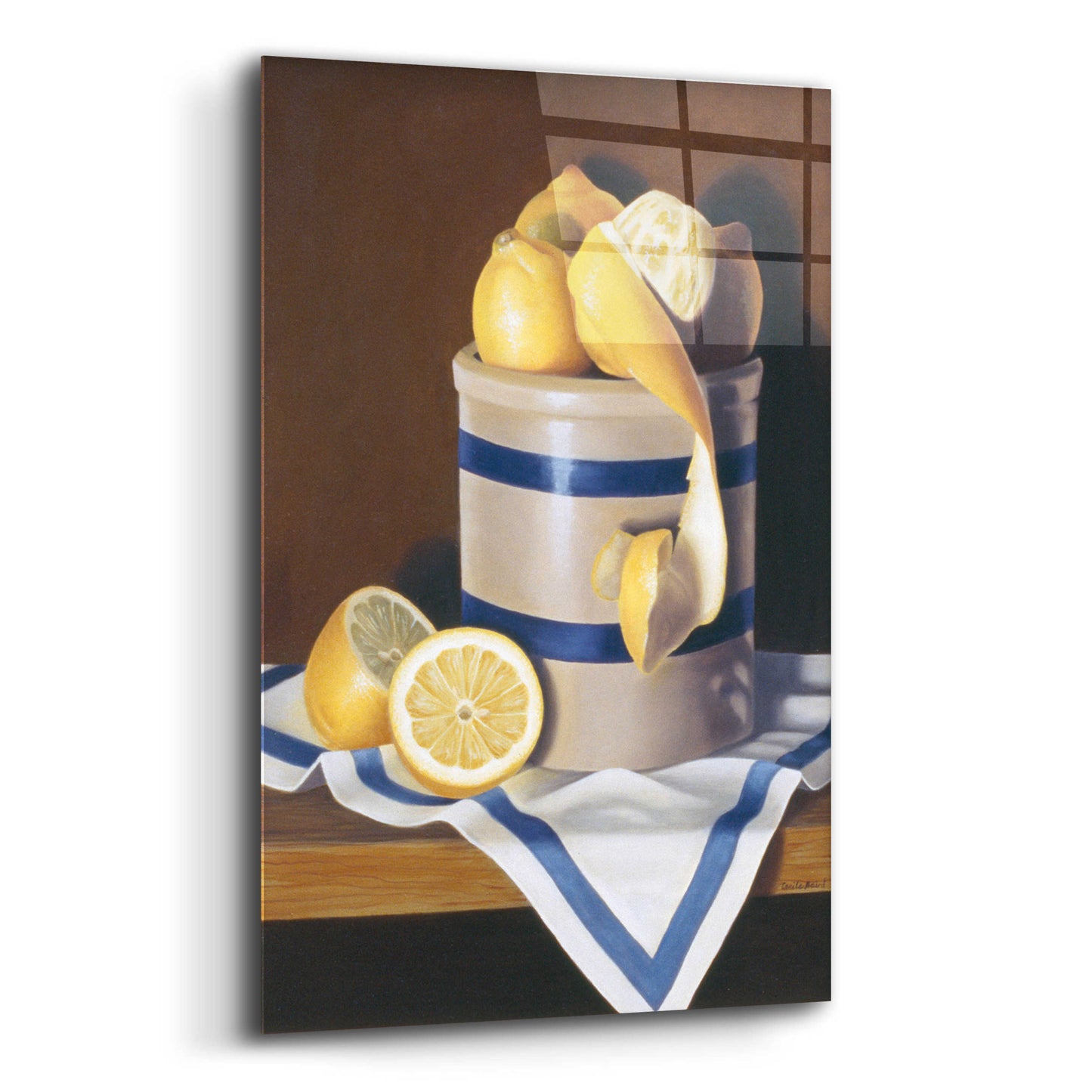 Epic Art 'Blue Stripes & Lemons' by Cecile Baird, Acrylic Glass Wall Art,12x16