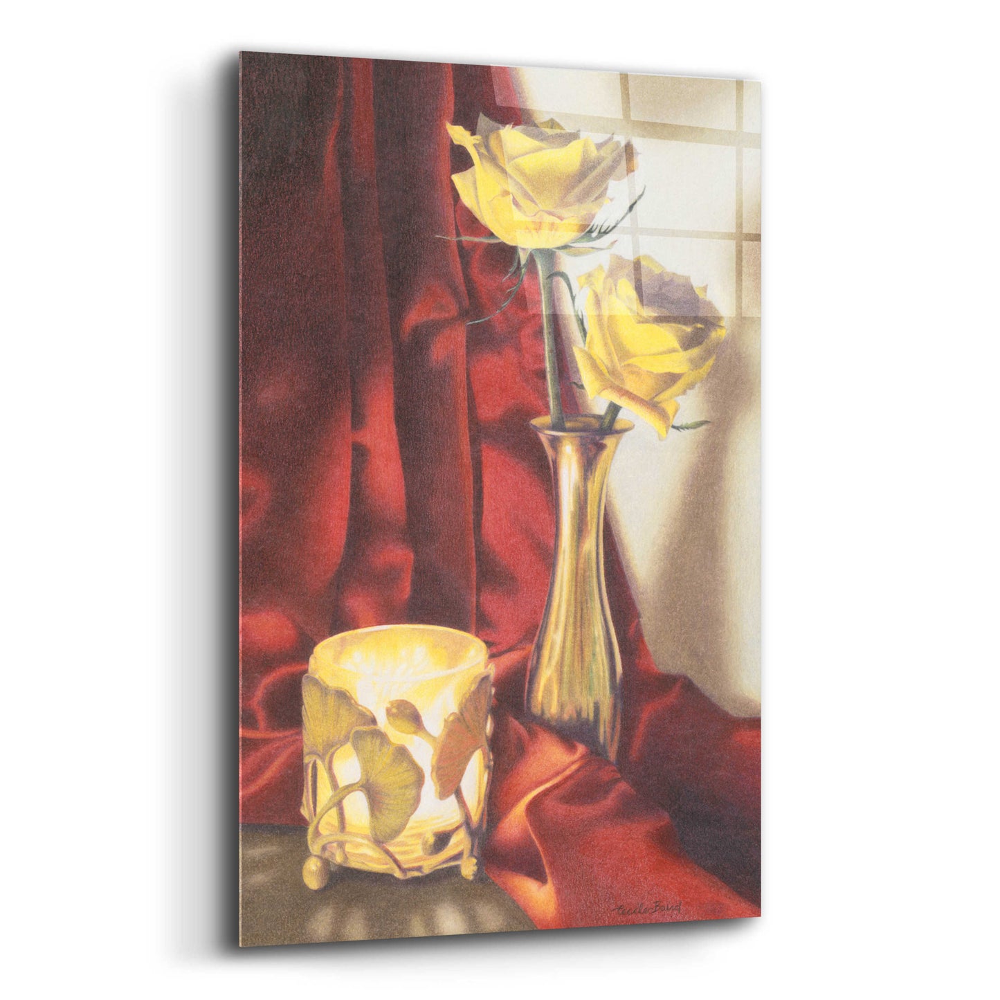 Epic Art 'Candle Lit Roses' by Cecile Baird, Acrylic Glass Wall Art,12x16