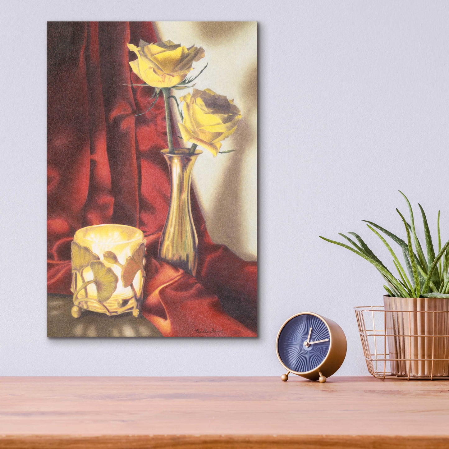 Epic Art 'Candle Lit Roses' by Cecile Baird, Acrylic Glass Wall Art,12x16