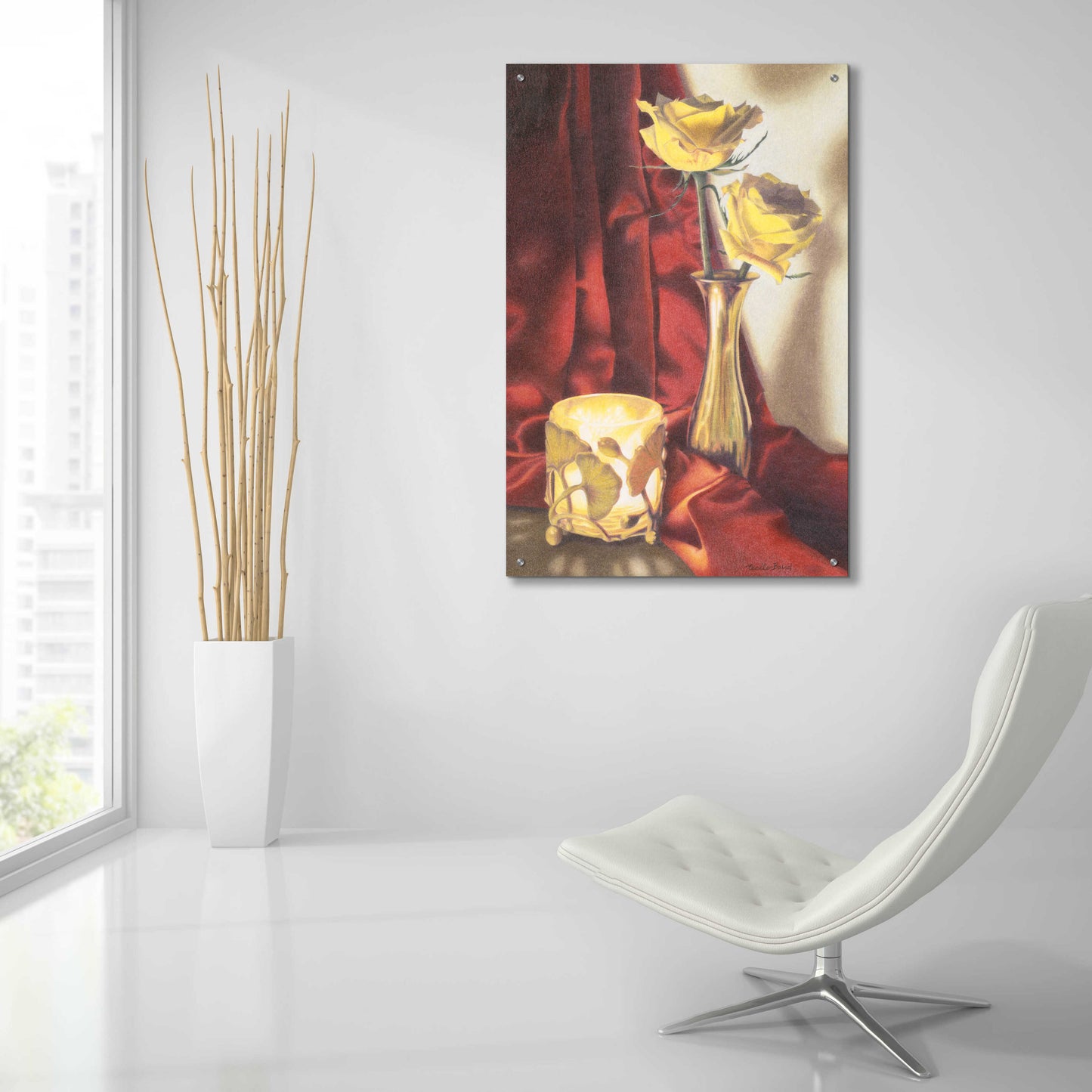 Epic Art 'Candle Lit Roses' by Cecile Baird, Acrylic Glass Wall Art,24x36