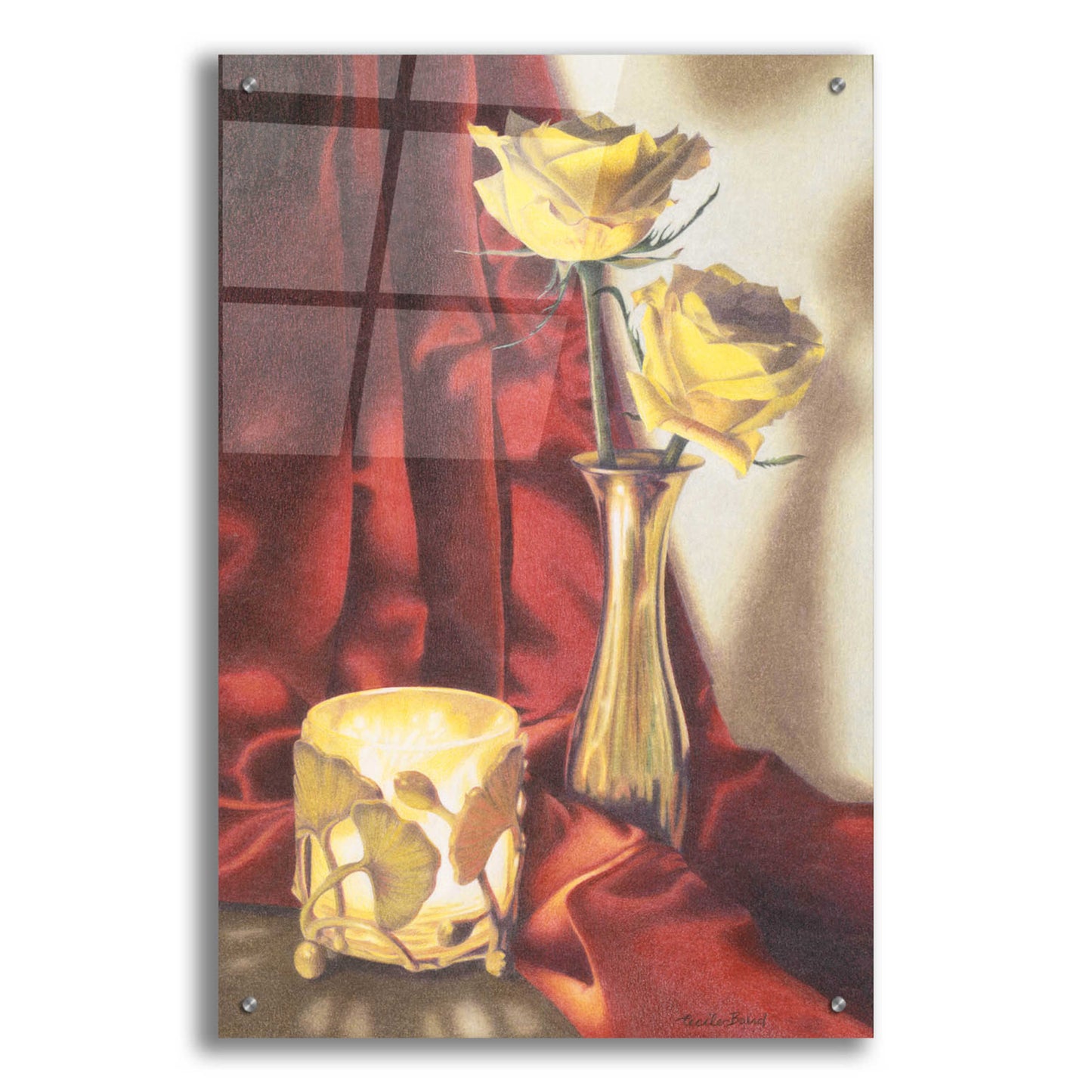 Epic Art 'Candle Lit Roses' by Cecile Baird, Acrylic Glass Wall Art,24x36