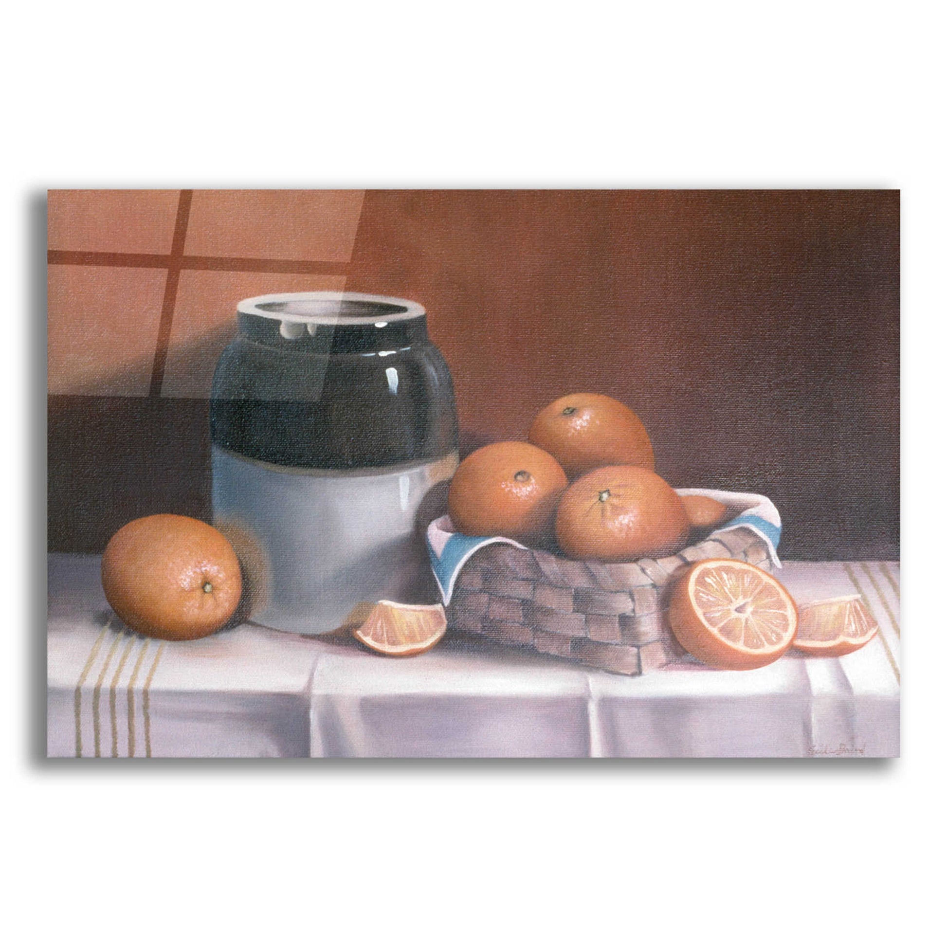 Epic Art 'Crock With Oranges' by Cecile Baird, Acrylic Glass Wall Art,16x12