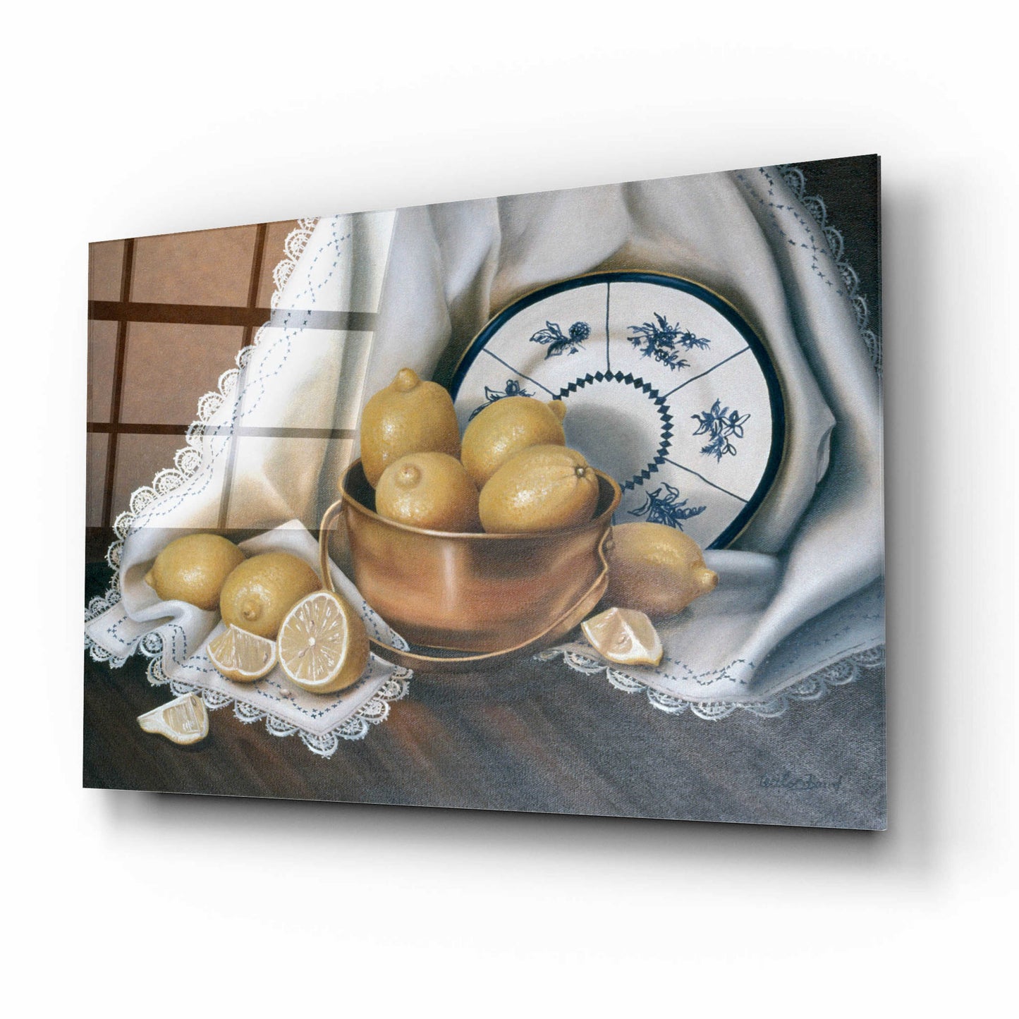 Epic Art 'Lemons & Lace' by Cecile Baird, Acrylic Glass Wall Art,16x12