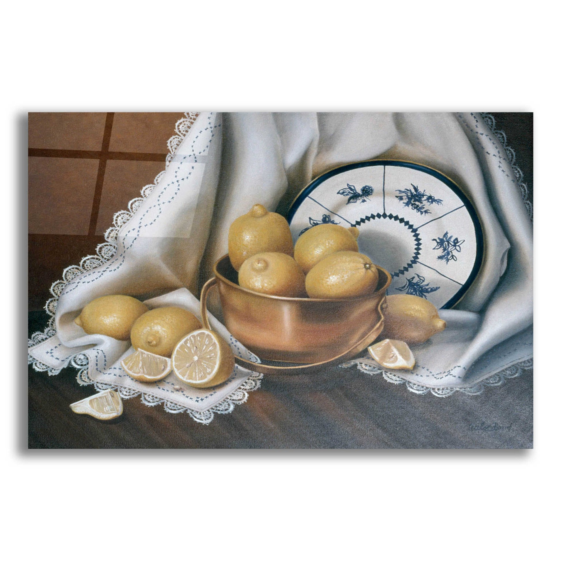 Epic Art 'Lemons & Lace' by Cecile Baird, Acrylic Glass Wall Art,24x16