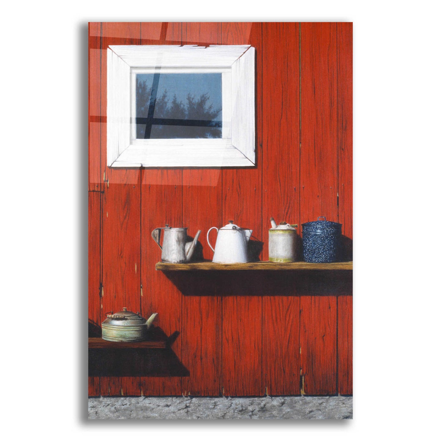 Epic Art 'Red Barn Antiques' by Cecile Baird, Acrylic Glass Wall Art,12x16