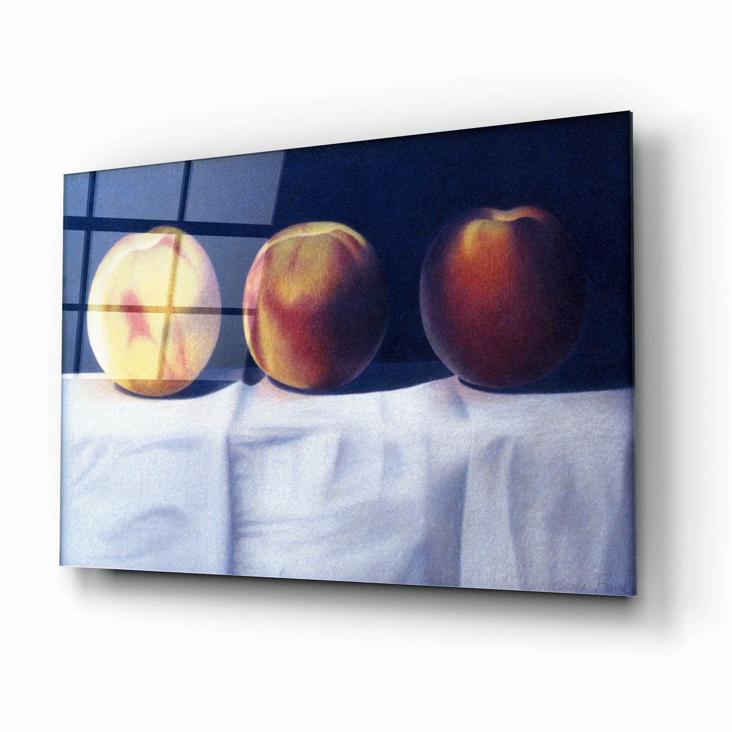 Epic Art 'Three Peaches' by Cecile Baird, Acrylic Glass Wall Art,16x12