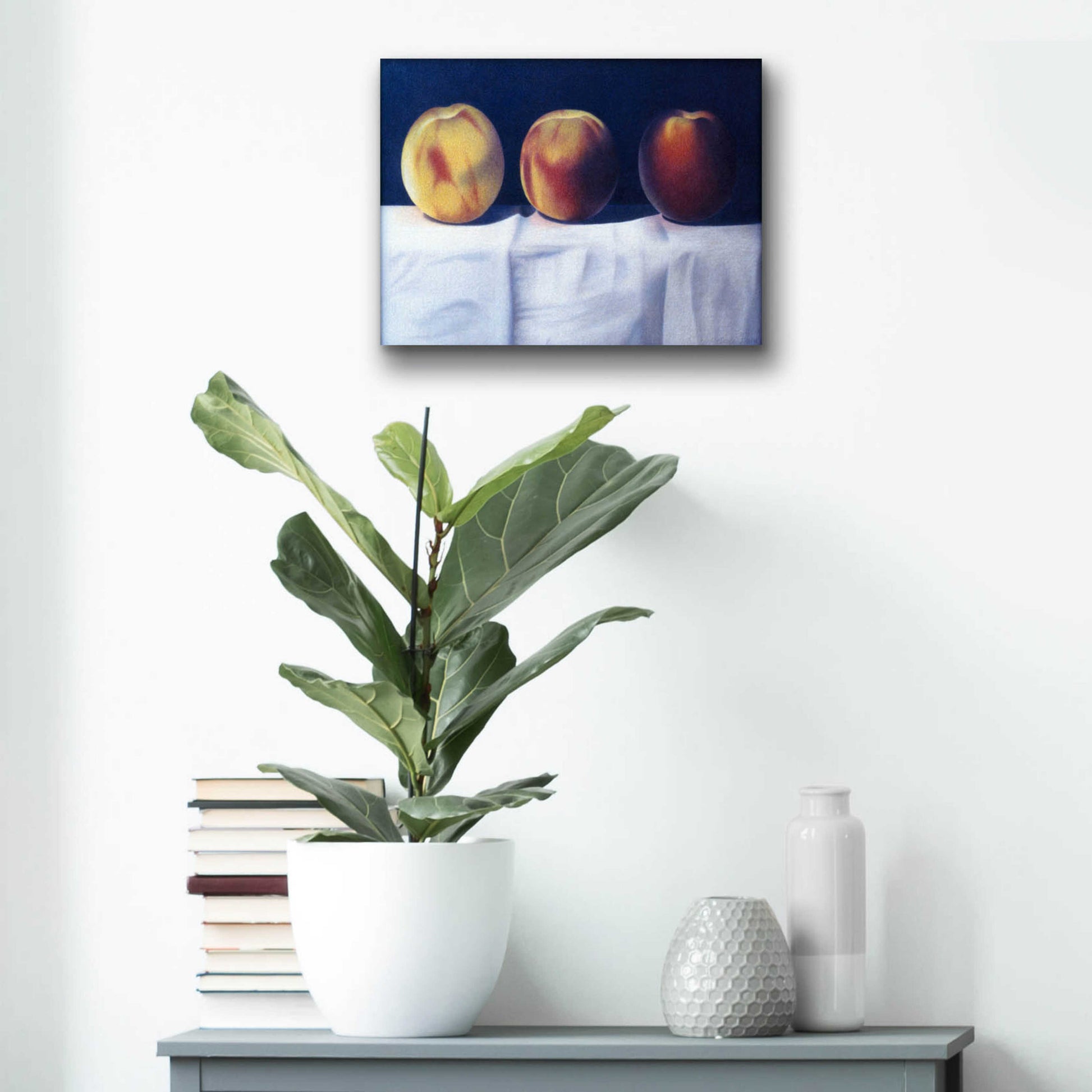 Epic Art 'Three Peaches' by Cecile Baird, Acrylic Glass Wall Art,16x12