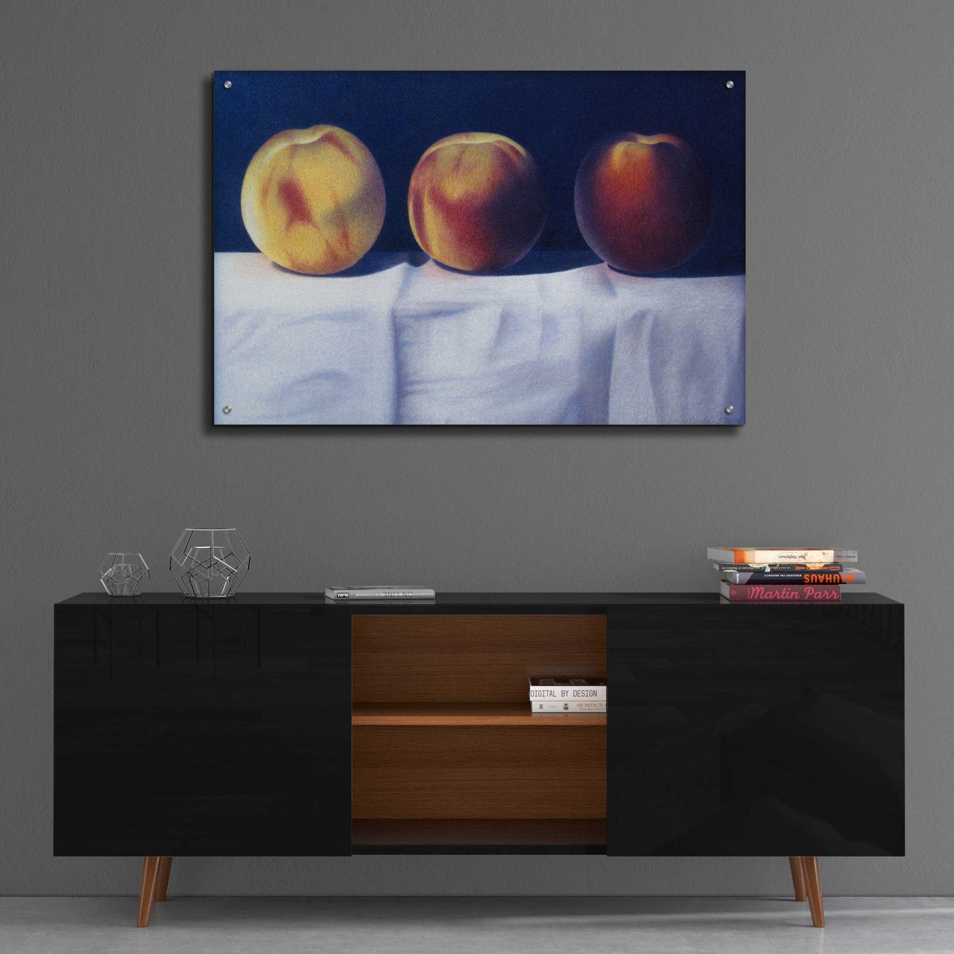 Epic Art 'Three Peaches' by Cecile Baird, Acrylic Glass Wall Art,36x24