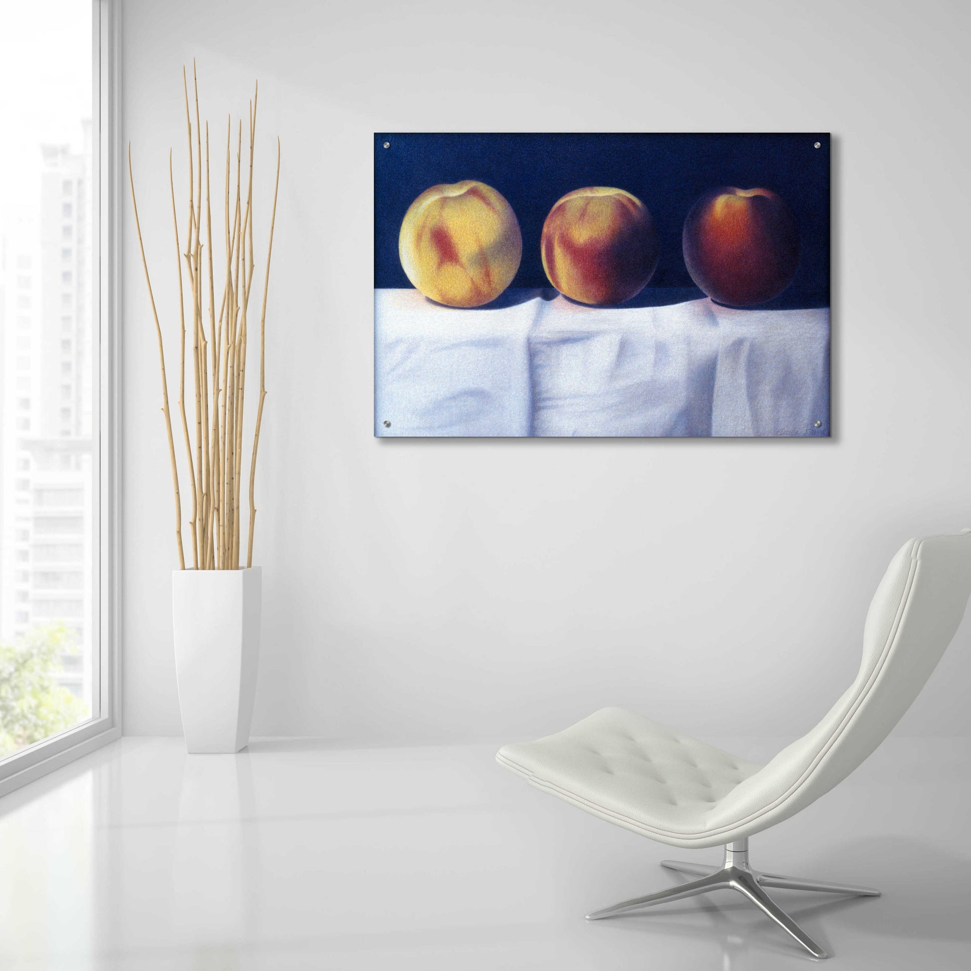 Epic Art 'Three Peaches' by Cecile Baird, Acrylic Glass Wall Art,36x24