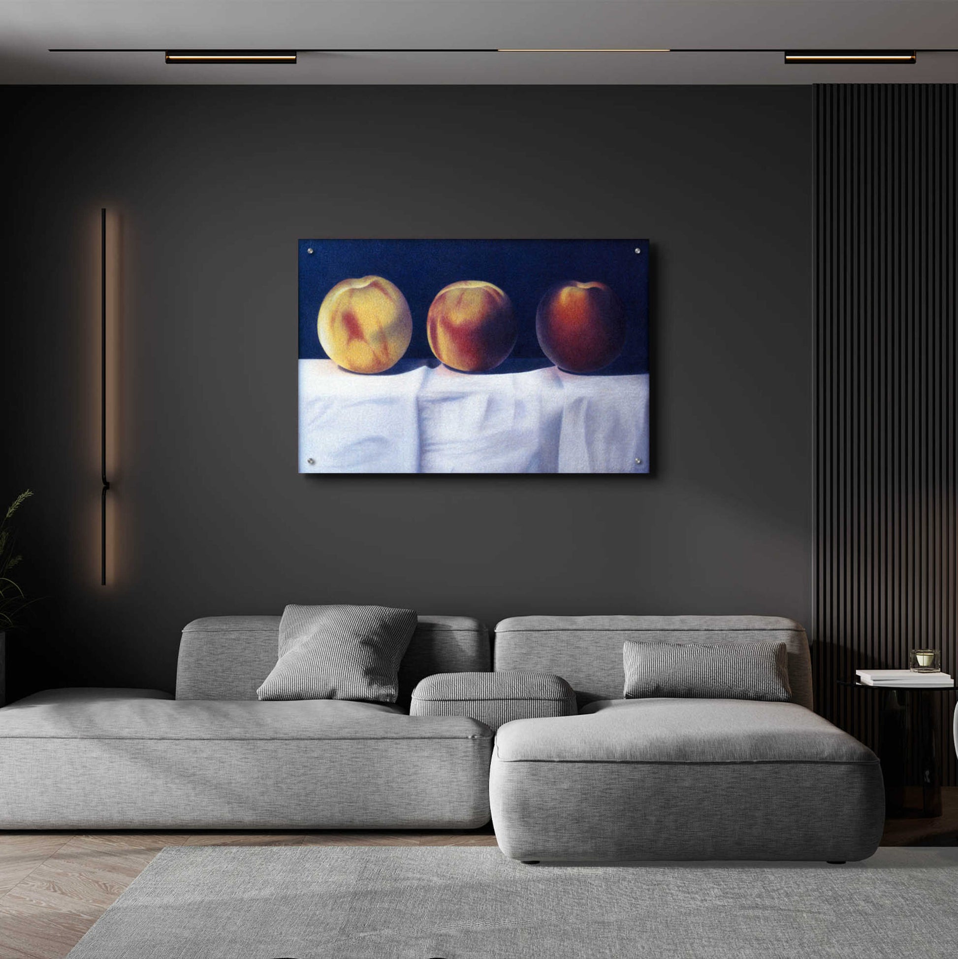 Epic Art 'Three Peaches' by Cecile Baird, Acrylic Glass Wall Art,36x24