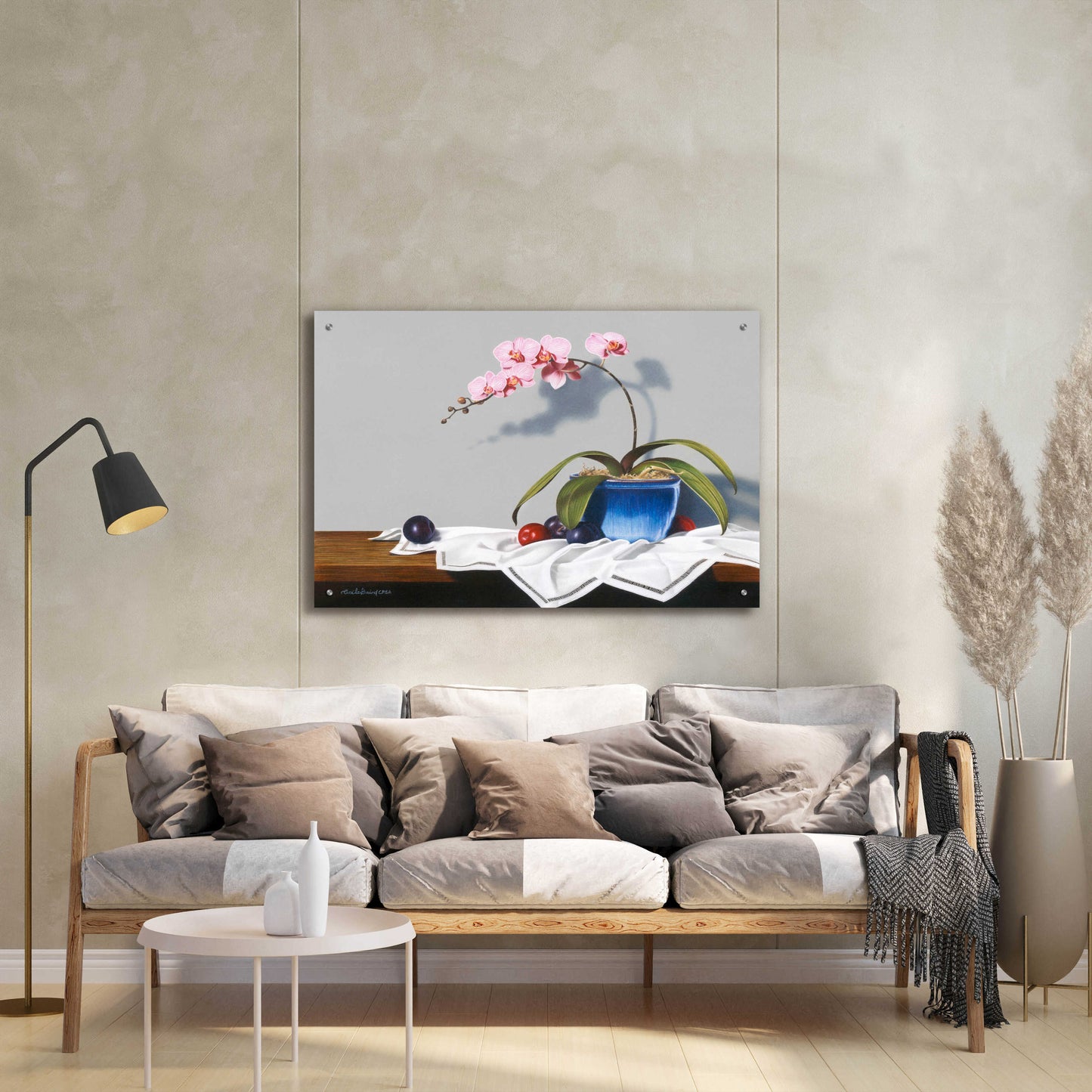 Epic Art 'Plums And Orchids' by Cecile Baird, Acrylic Glass Wall Art,36x24