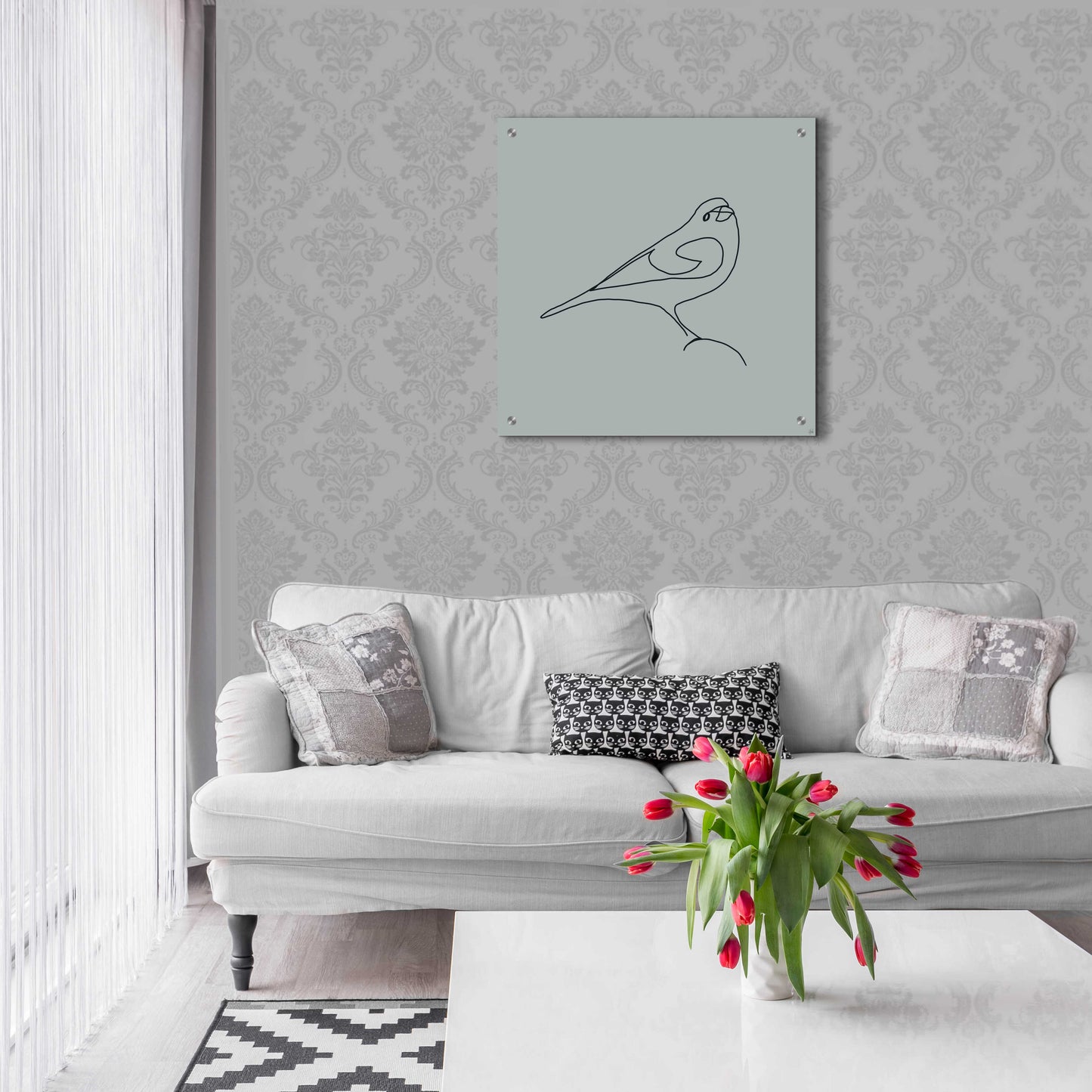 Epic Art 'Line Bird 1' by Line and Brush, Acrylic Glass Wall Art,24x24