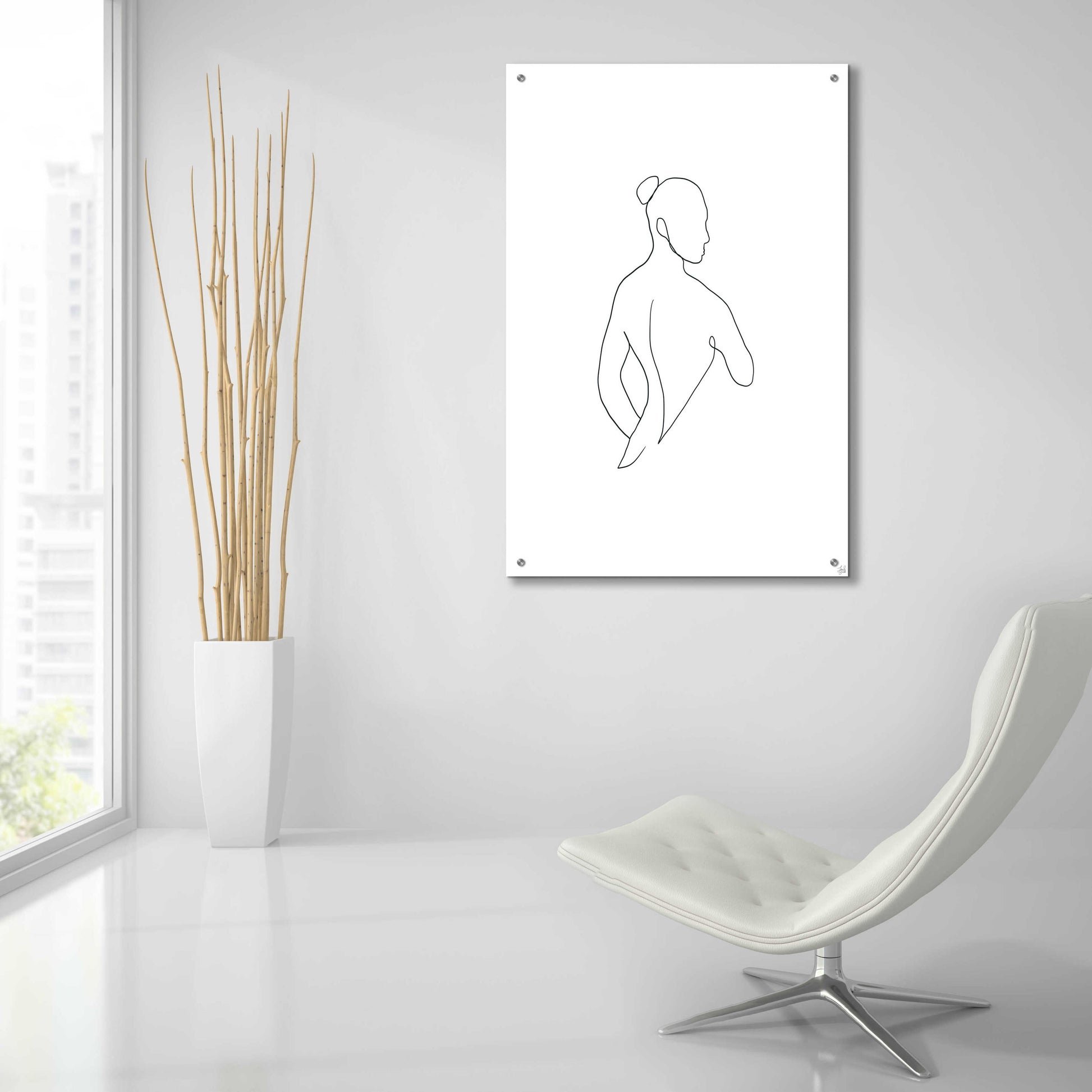 Epic Art 'Line Female Back 4' by Line and Brush, Acrylic Glass Wall Art,24x36