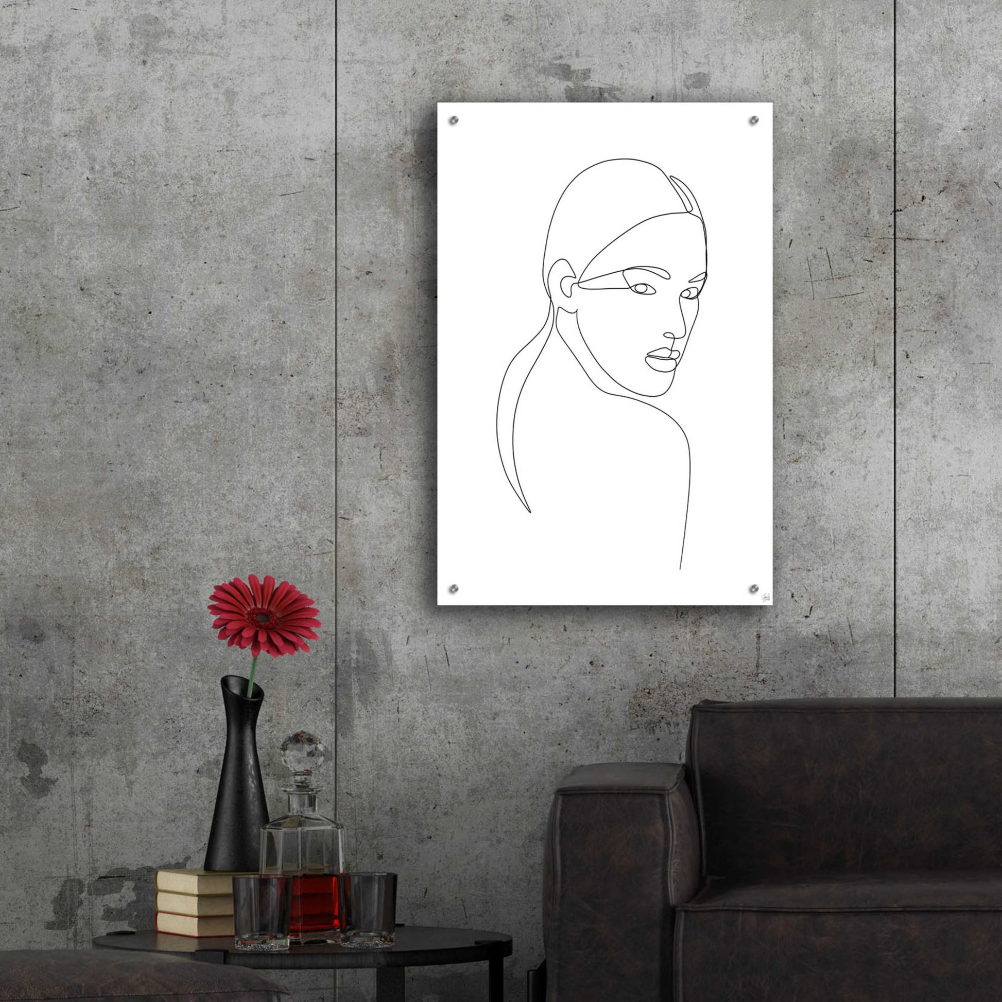 Epic Art 'Line Lady Portrait 2' by Line and Brush, Acrylic Glass Wall Art,24x36