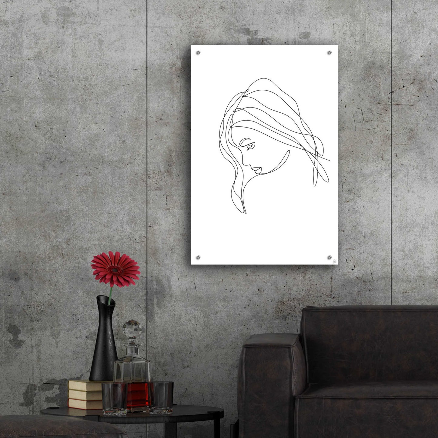 Epic Art 'Line Lady Portrait 4' by Line and Brush, Acrylic Glass Wall Art,24x36