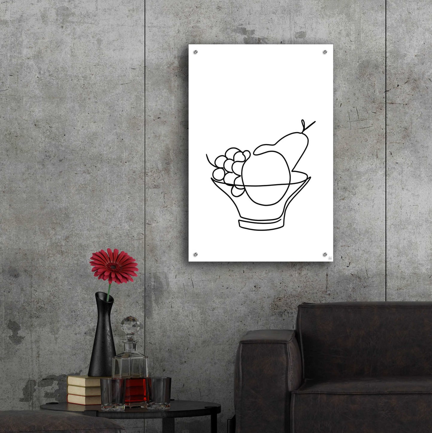 Epic Art 'Still Life Fruit Bowl' by Line and Brush, Acrylic Glass Wall Art,24x36