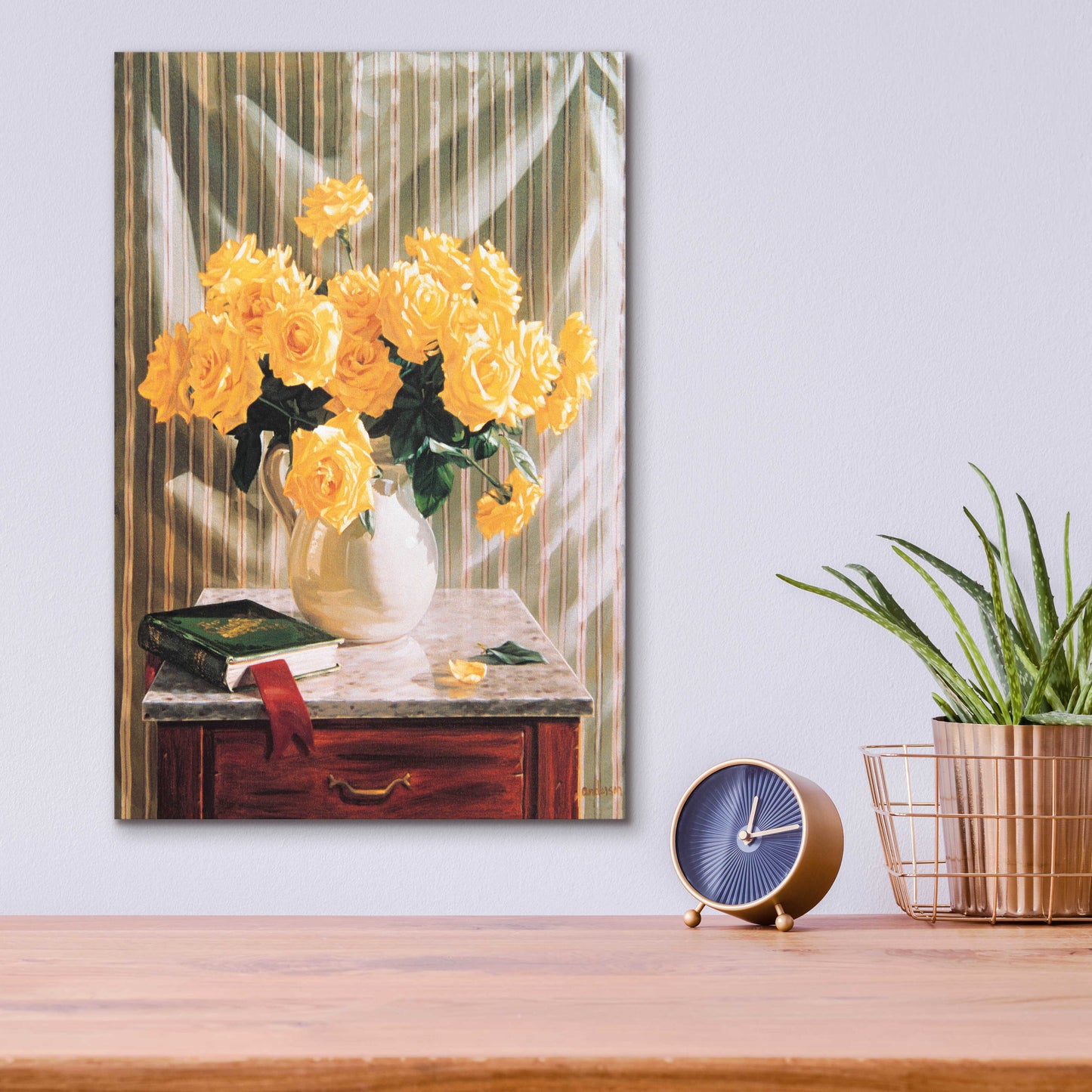 Epic Art 'Yellow Roses' by Robin Anderson, Acrylic Glass Wall Art,12x16