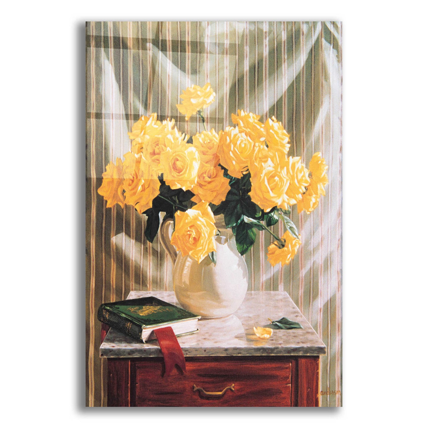 Epic Art 'Yellow Roses' by Robin Anderson, Acrylic Glass Wall Art,12x16