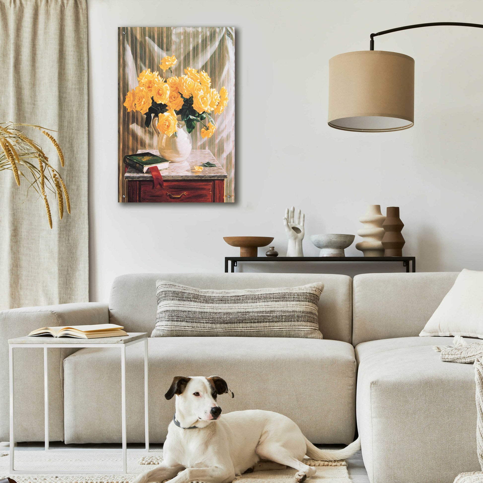 Epic Art 'Yellow Roses' by Robin Anderson, Acrylic Glass Wall Art,24x36