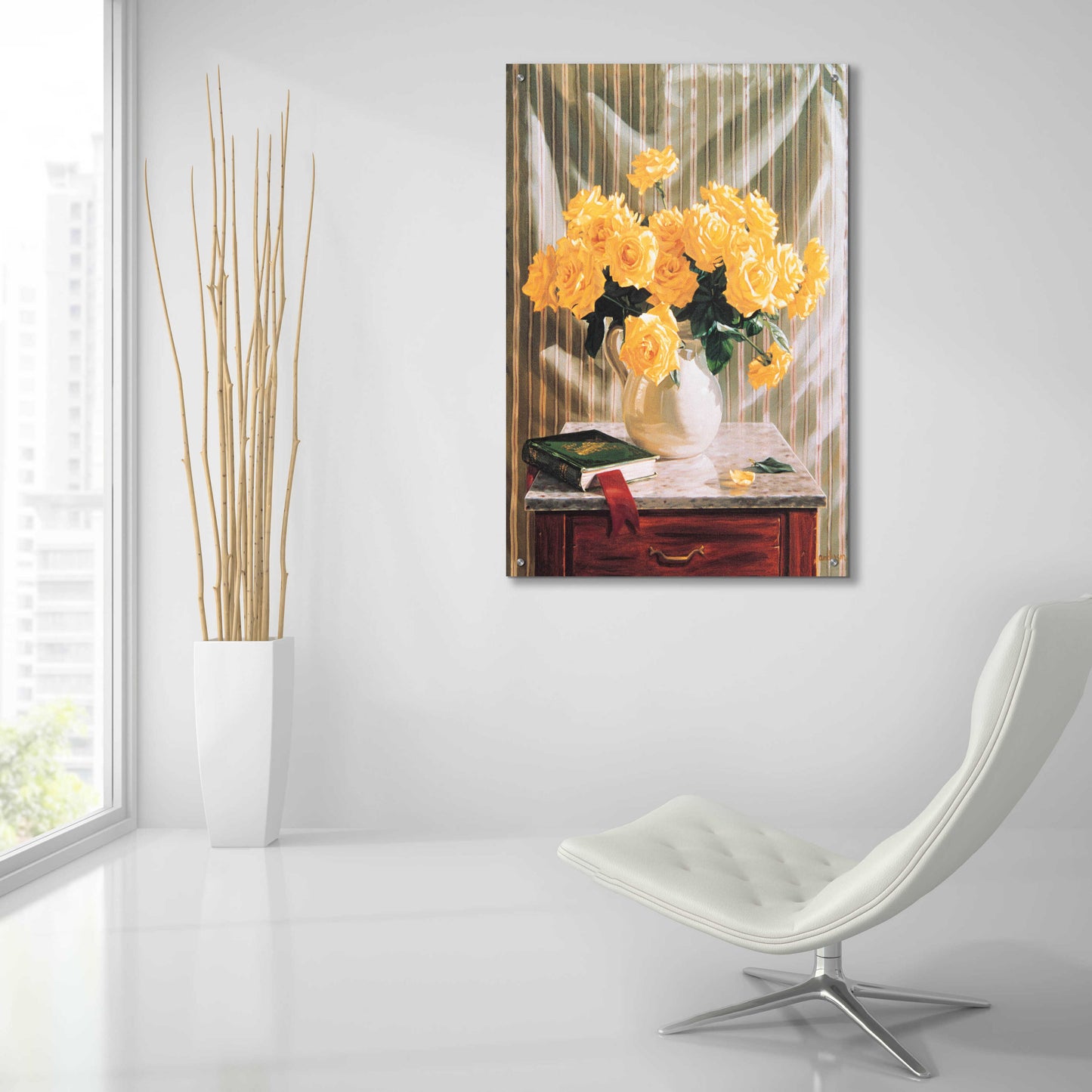 Epic Art 'Yellow Roses' by Robin Anderson, Acrylic Glass Wall Art,24x36