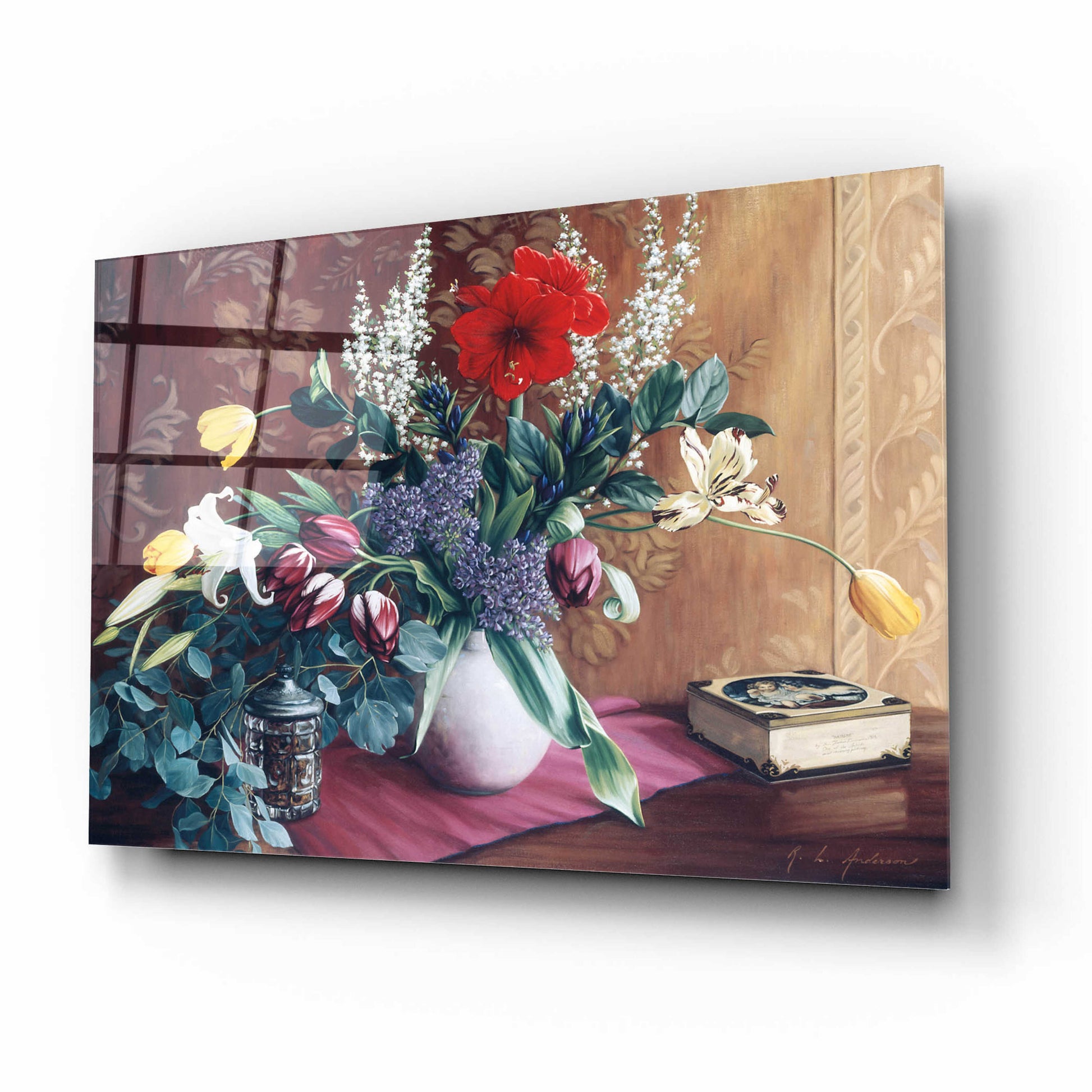 Epic Art 'Evening Bouquet with Toffee Box' by Robin Anderson, Acrylic Glass Wall Art,16x12