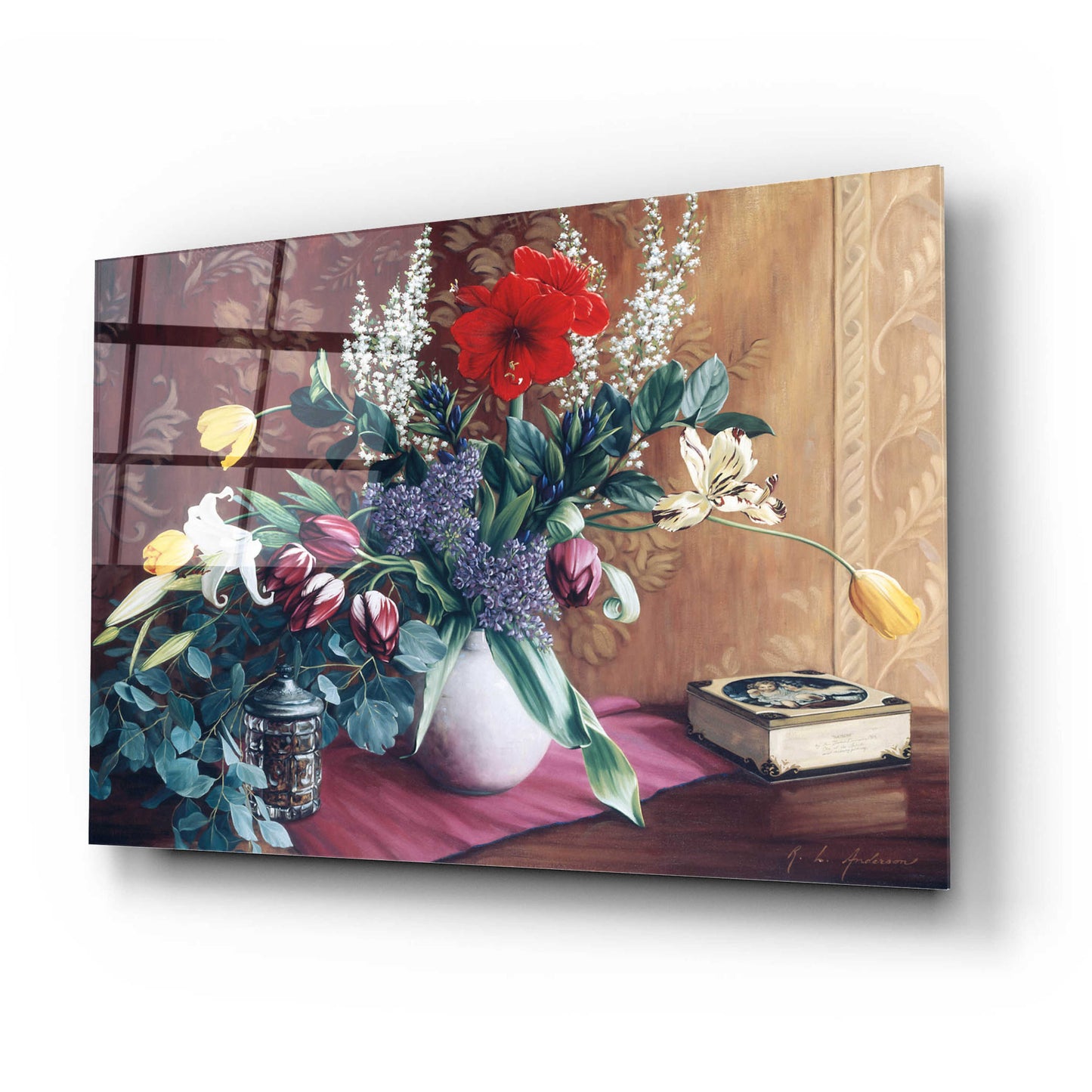 Epic Art 'Evening Bouquet with Toffee Box' by Robin Anderson, Acrylic Glass Wall Art,24x16