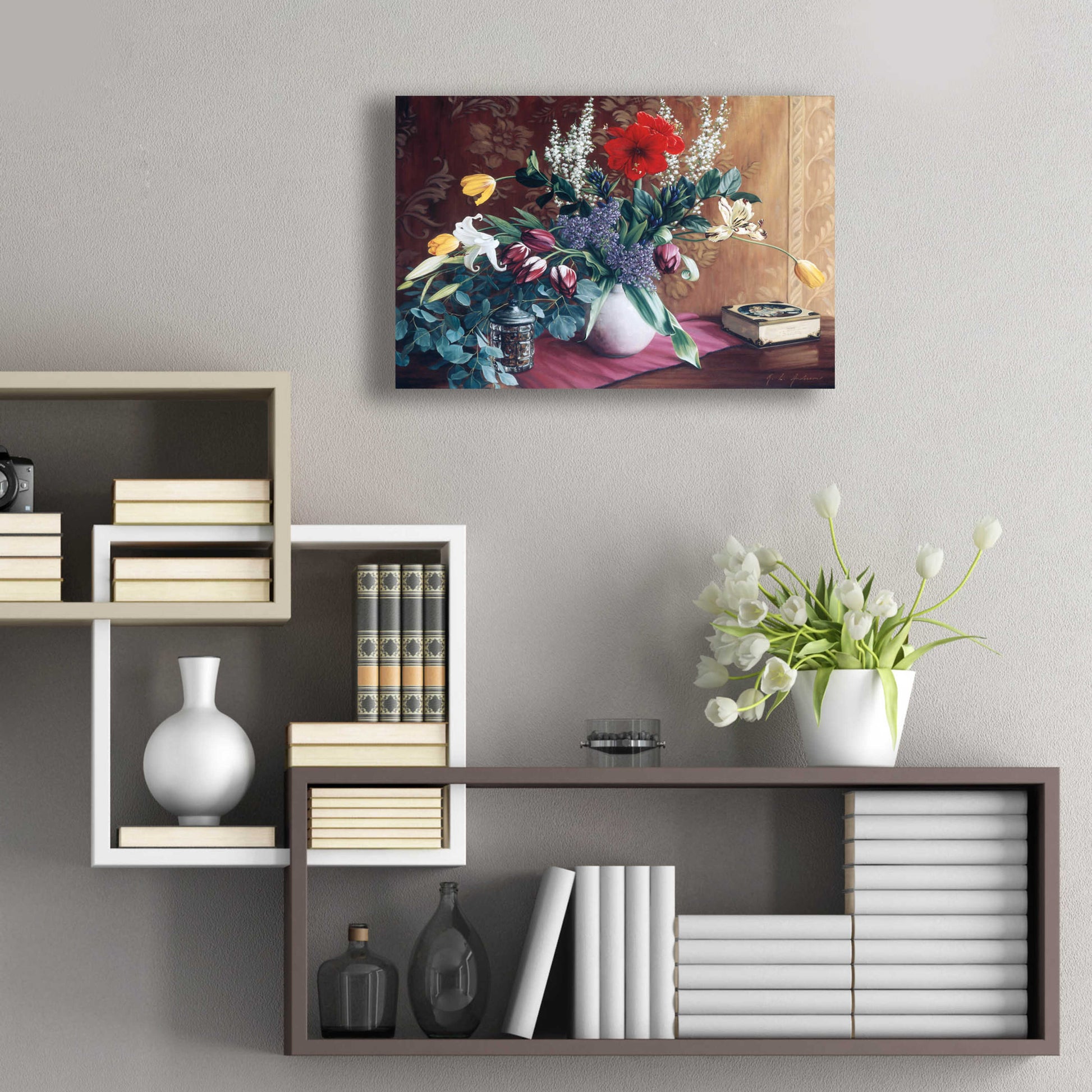 Epic Art 'Evening Bouquet with Toffee Box' by Robin Anderson, Acrylic Glass Wall Art,24x16