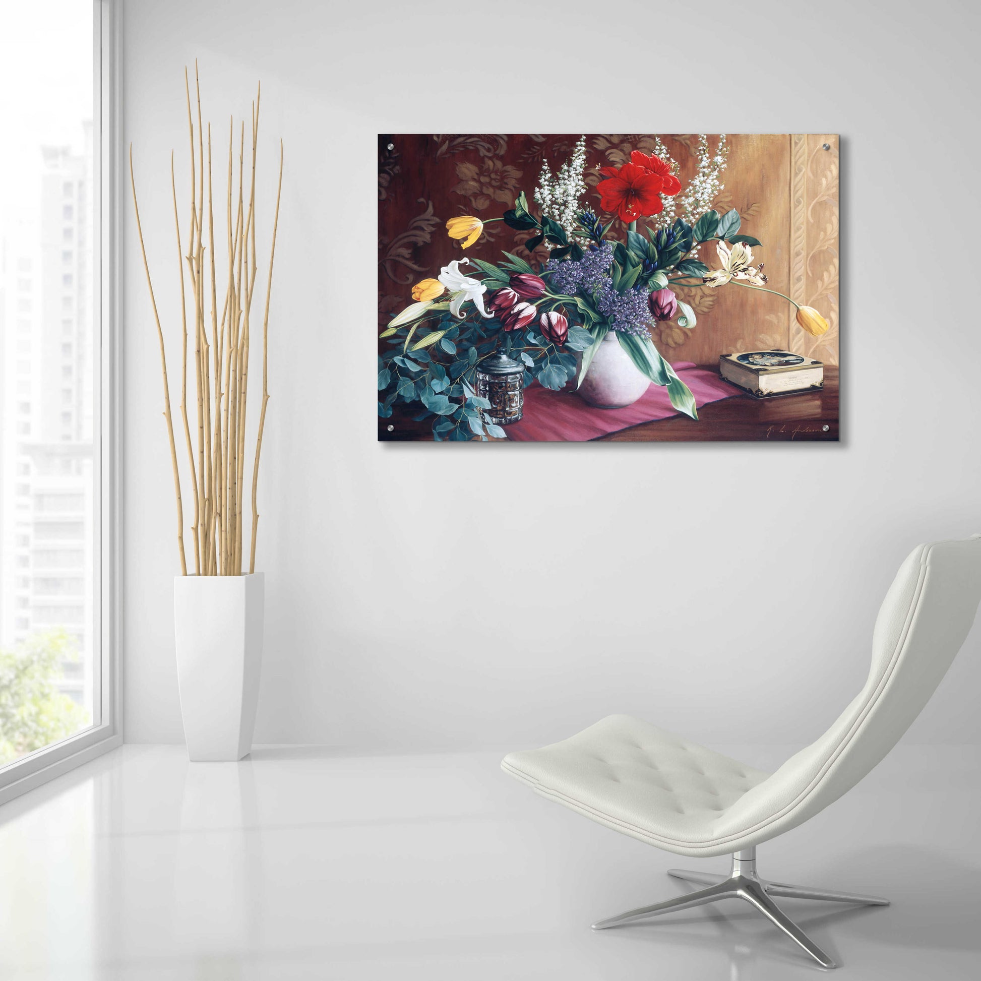 Epic Art 'Evening Bouquet with Toffee Box' by Robin Anderson, Acrylic Glass Wall Art,36x24