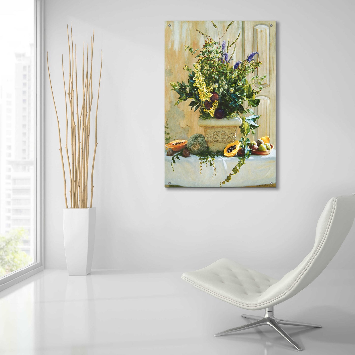 Epic Art 'Green Floral' by Robin Anderson, Acrylic Glass Wall Art,24x36