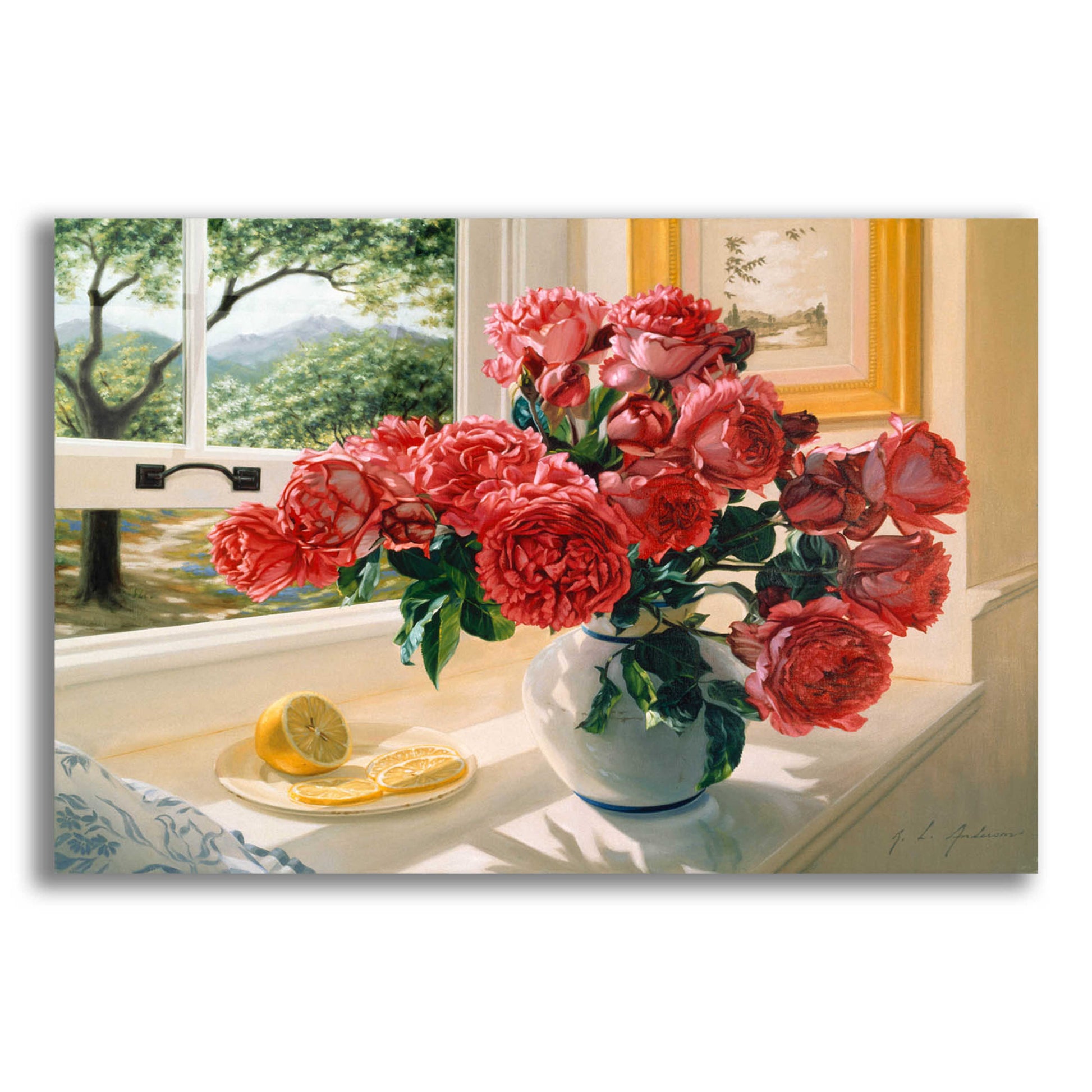 Epic Art 'Hot Pink Roses' by Robin Anderson, Acrylic Glass Wall Art