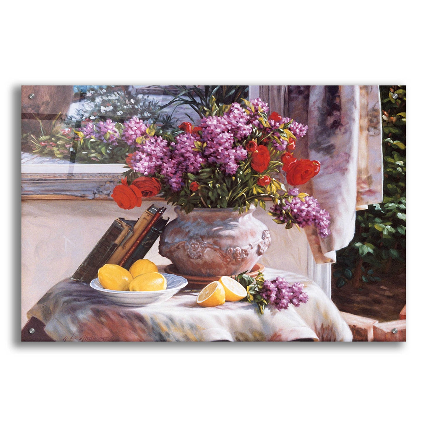 Epic Art 'Lilacs And Lemons' by Robin Anderson, Acrylic Glass Wall Art,36x24